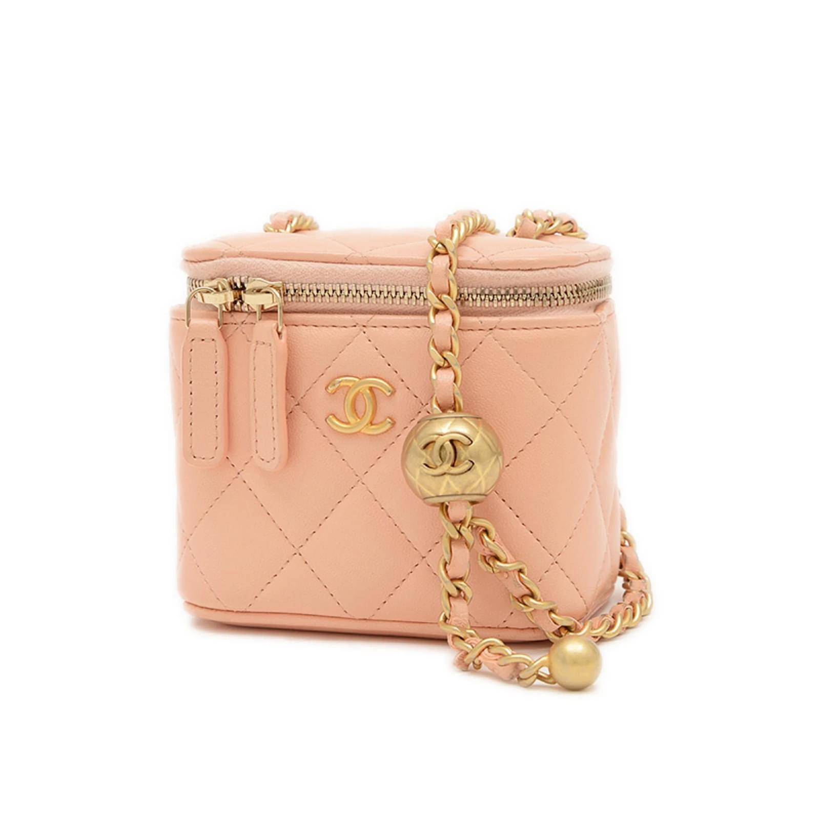 Chanel Classic Small Vanity Chain Shoulder Bag Beige Leather ref