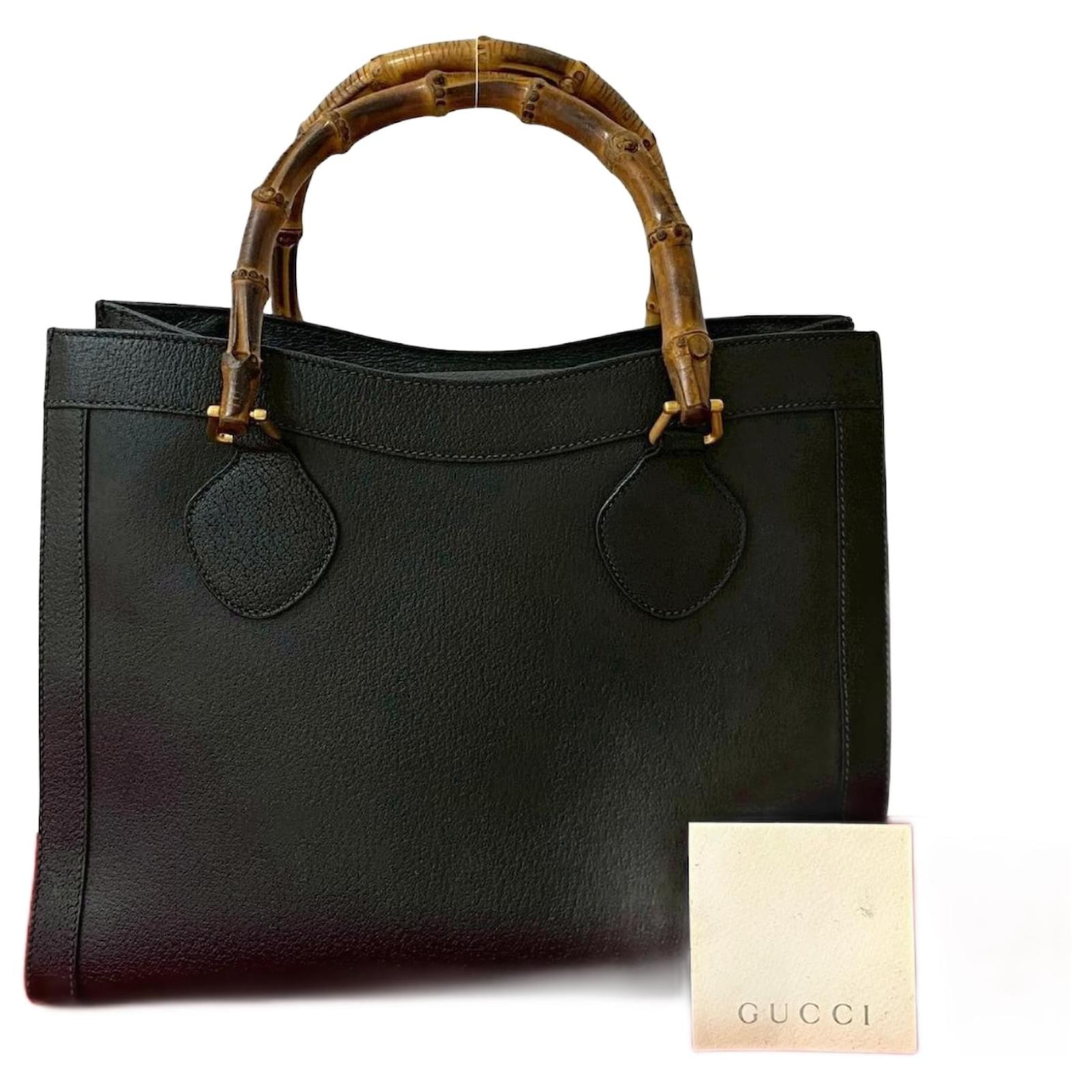 Tote Bag Gucci Ledertasche Schwarz Gucci Bamboo Lederhandtasche