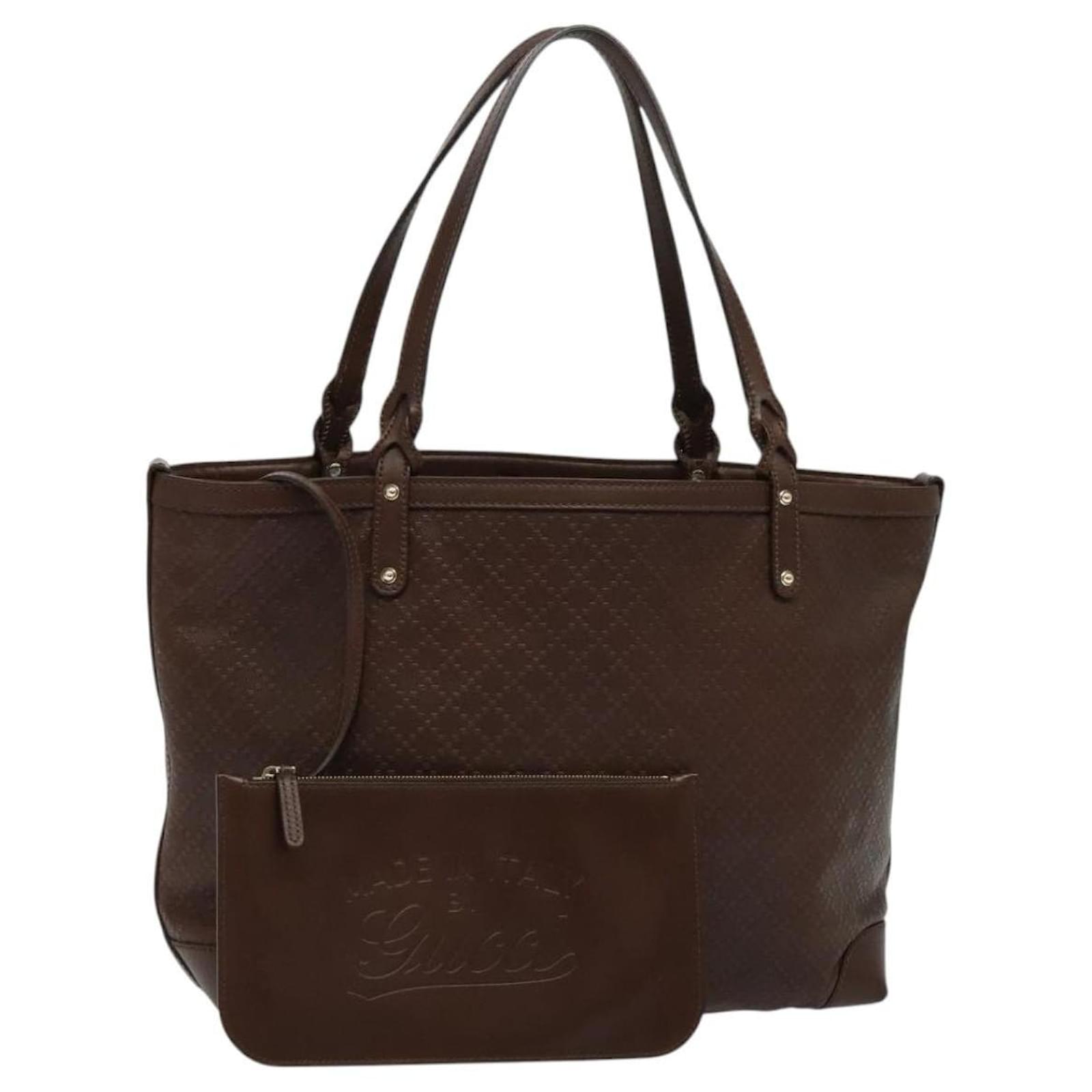 GUCCI Diamante Tote Bag PVC Gold Brown 247209 Auth ki5709 Golden