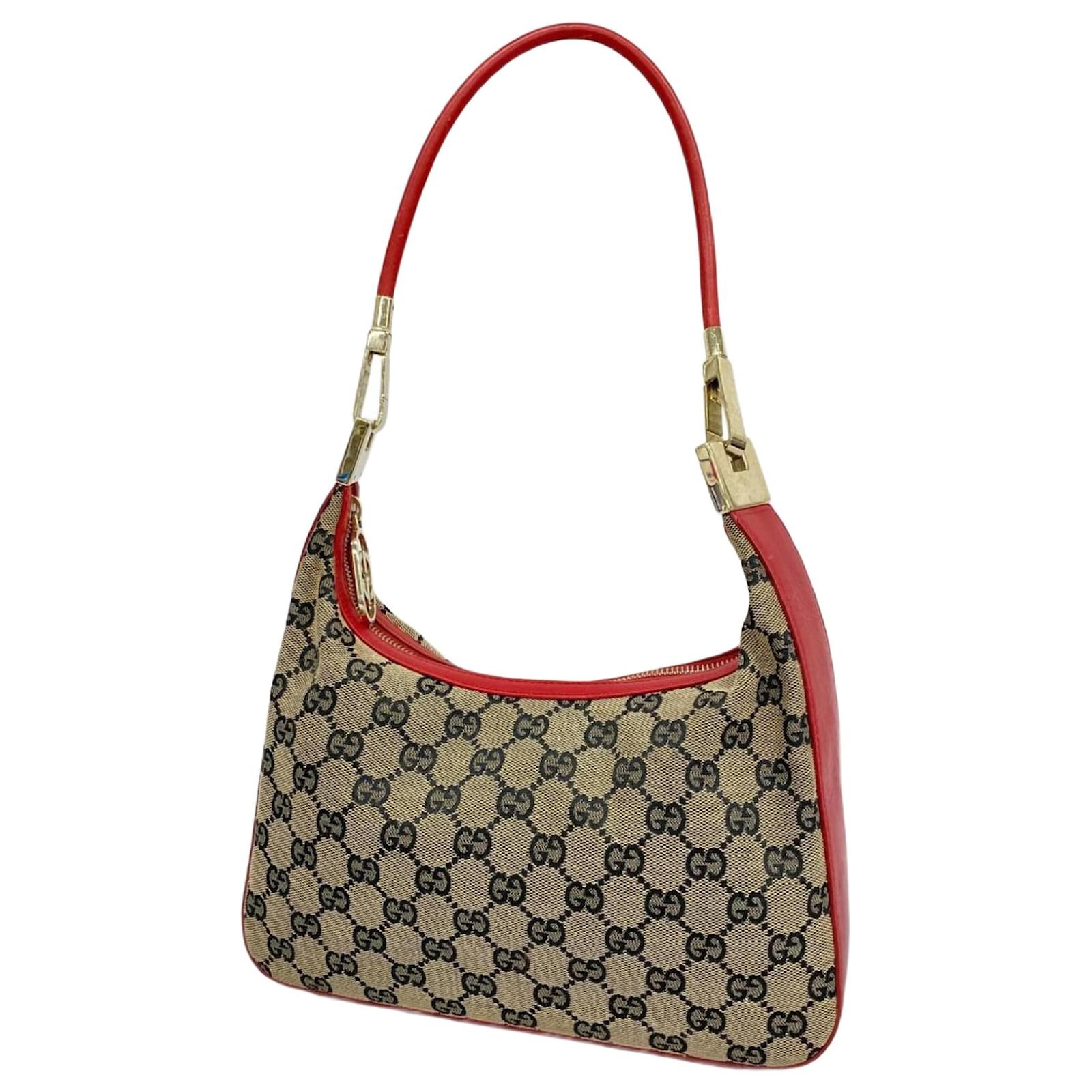 Gucci Shoulder Bag GG Canvas 001 3812 Black Red Cloth ref