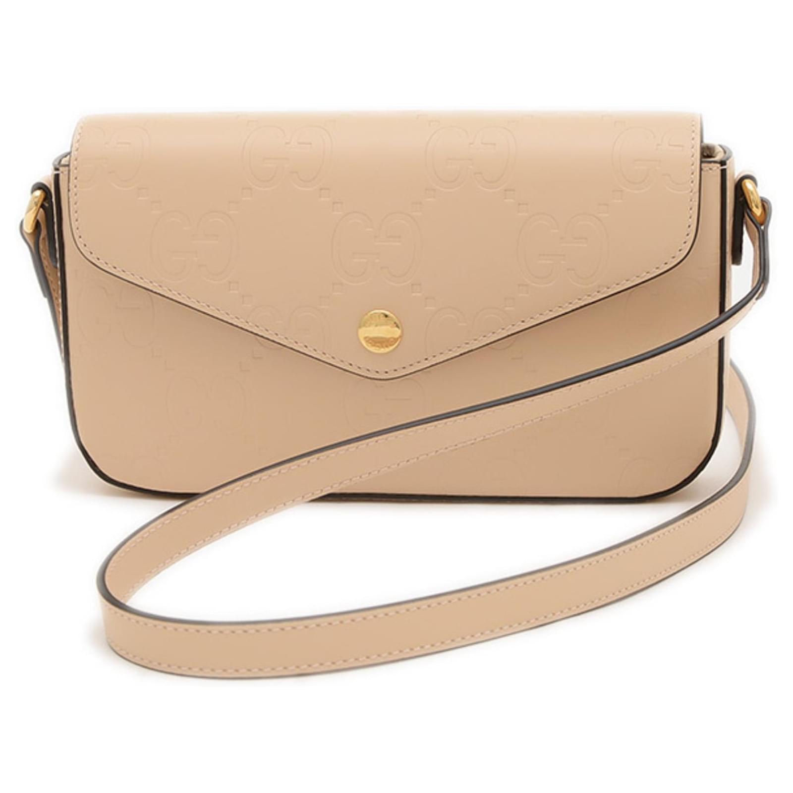 Gucci GG Leather Super Mini Shoulder Bag Beige ref.2245579