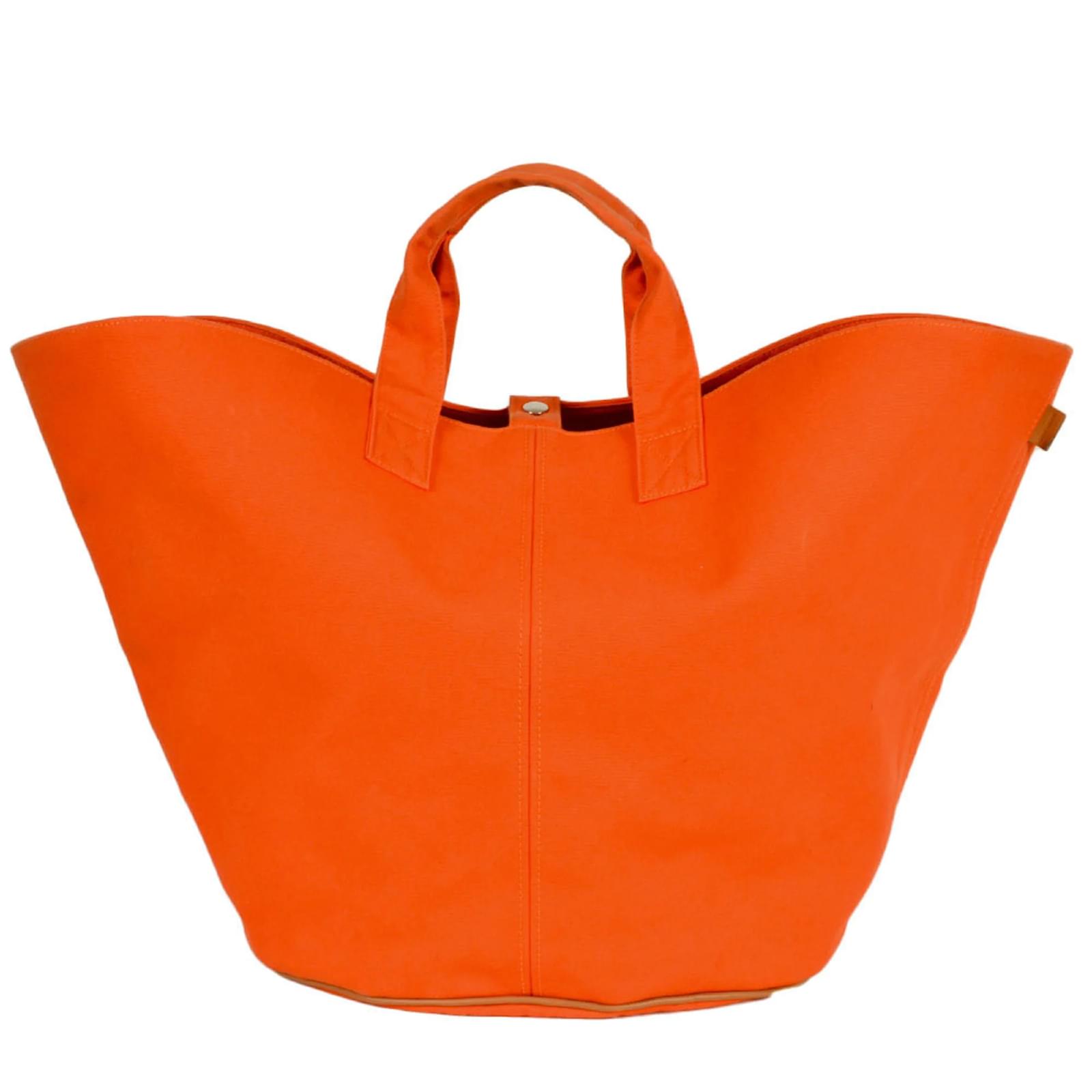 Hermès Hermes Strandtasche GM Orange Leinwand Joli