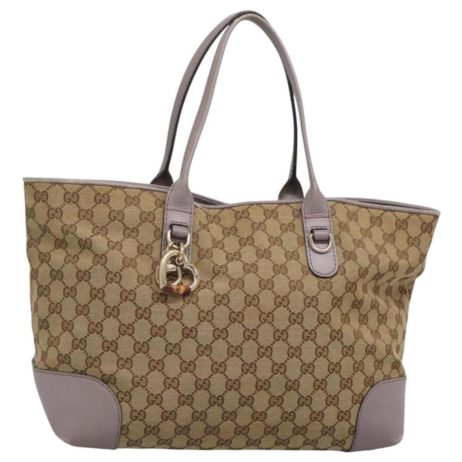 GUCCI GG Canvas Tote Bag Beige gold 269956 Auth 124245