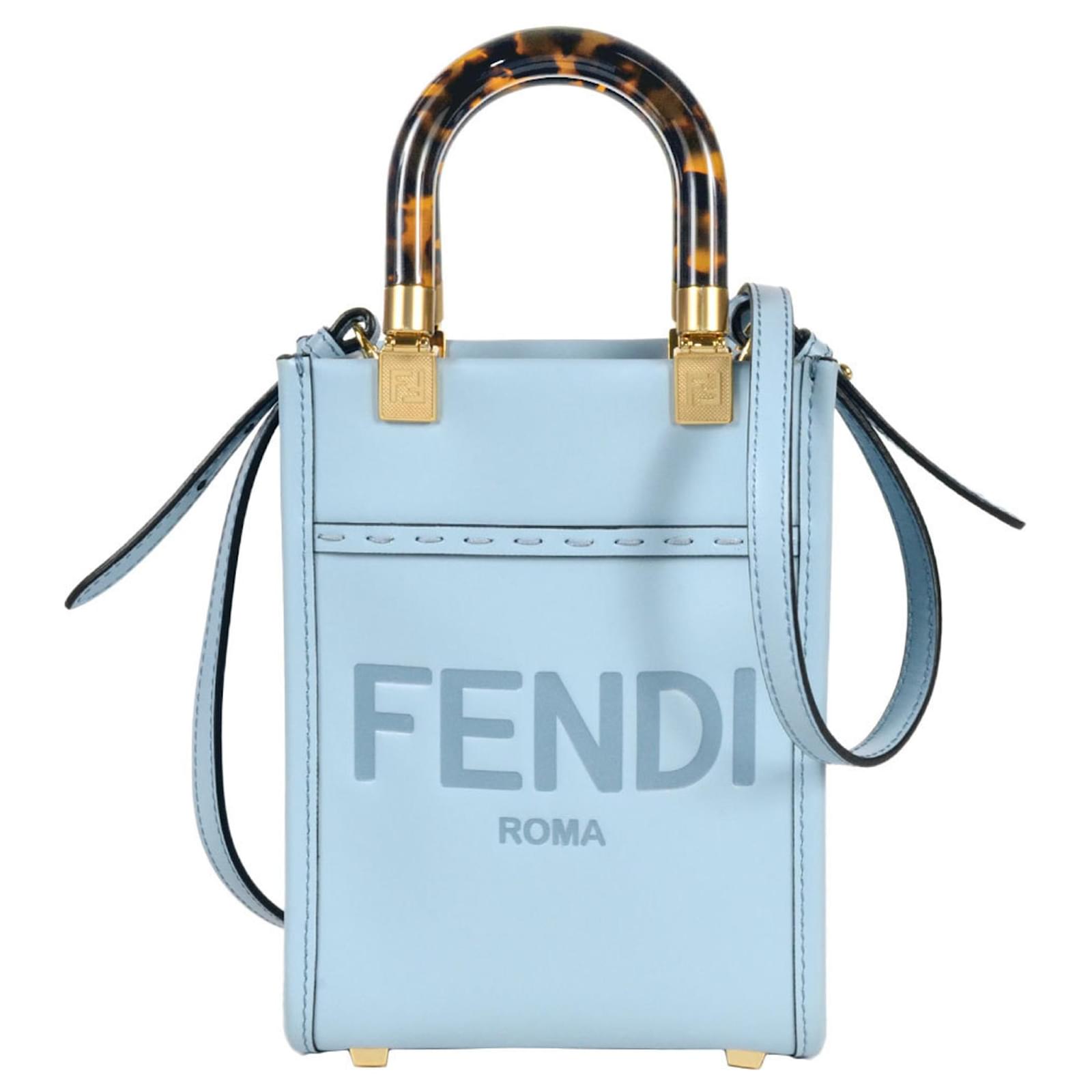 Fendi Sunshine Shopper Mini Handbag Blue Leather ref.2246509