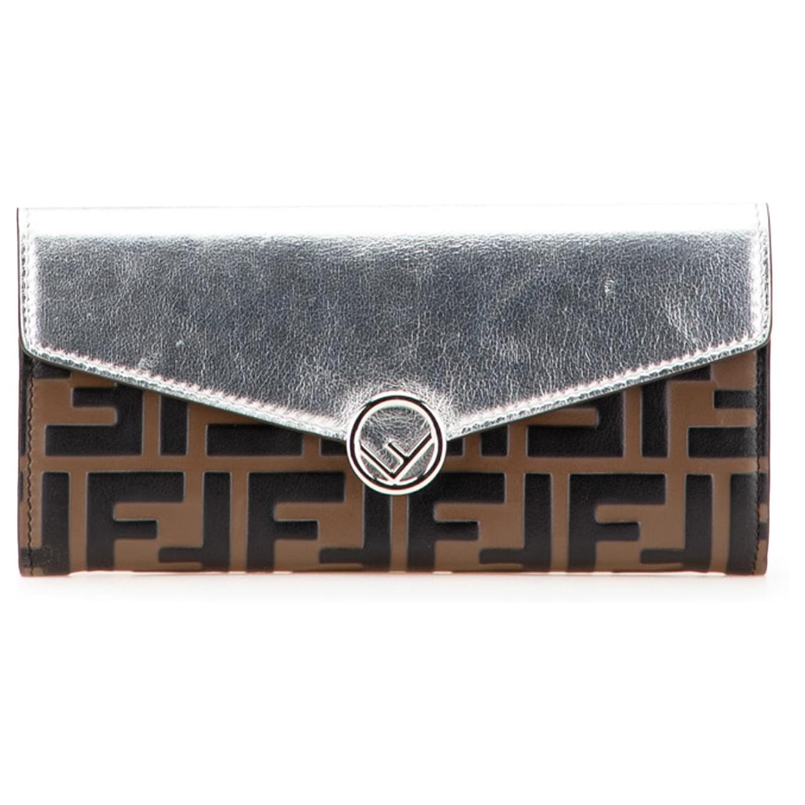 Fendi Brown Zucca Embossed Leather F is Fendi Continental Wallet