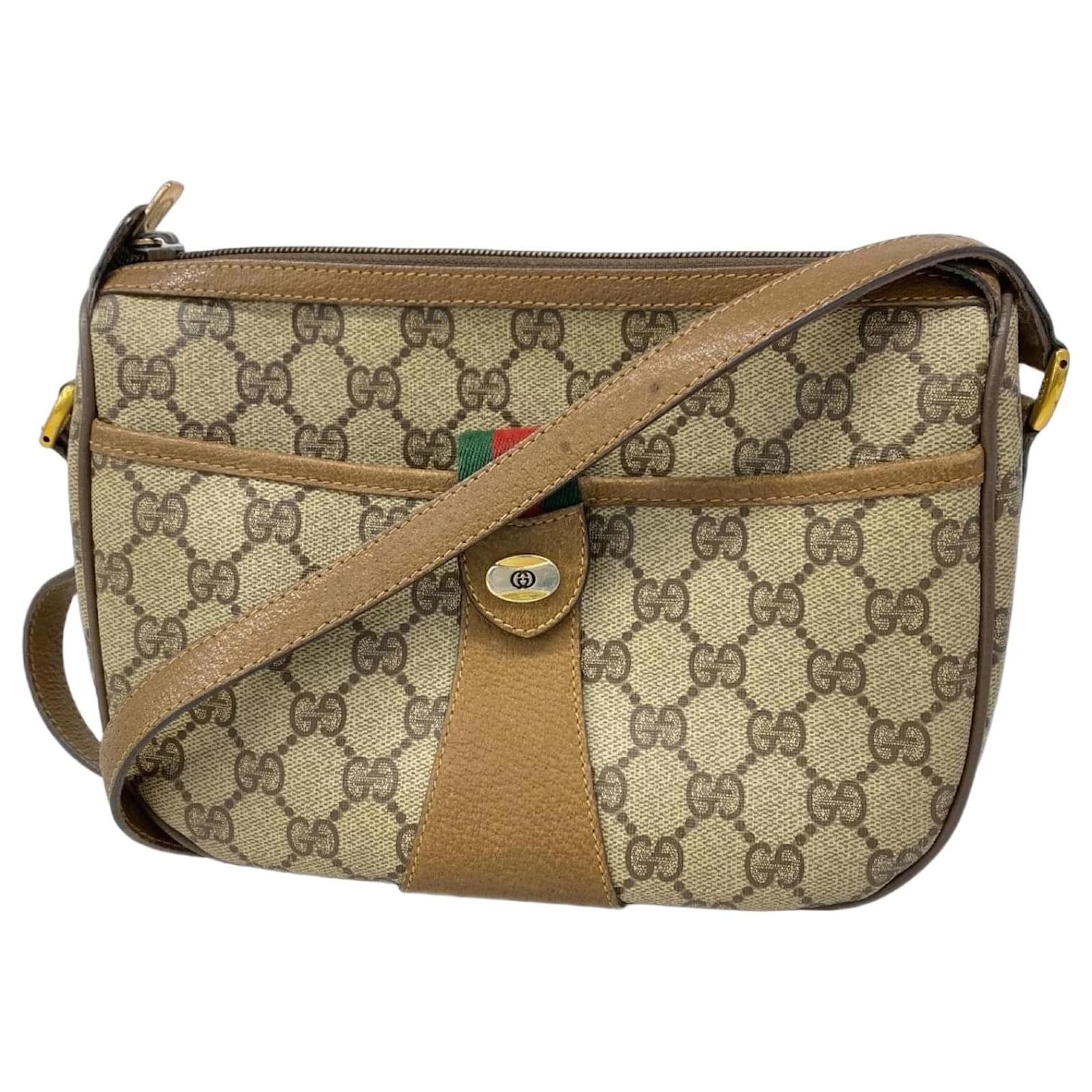 Gucci Shoulder Bag GG Supreme Sherry Line Brown Plastic ref