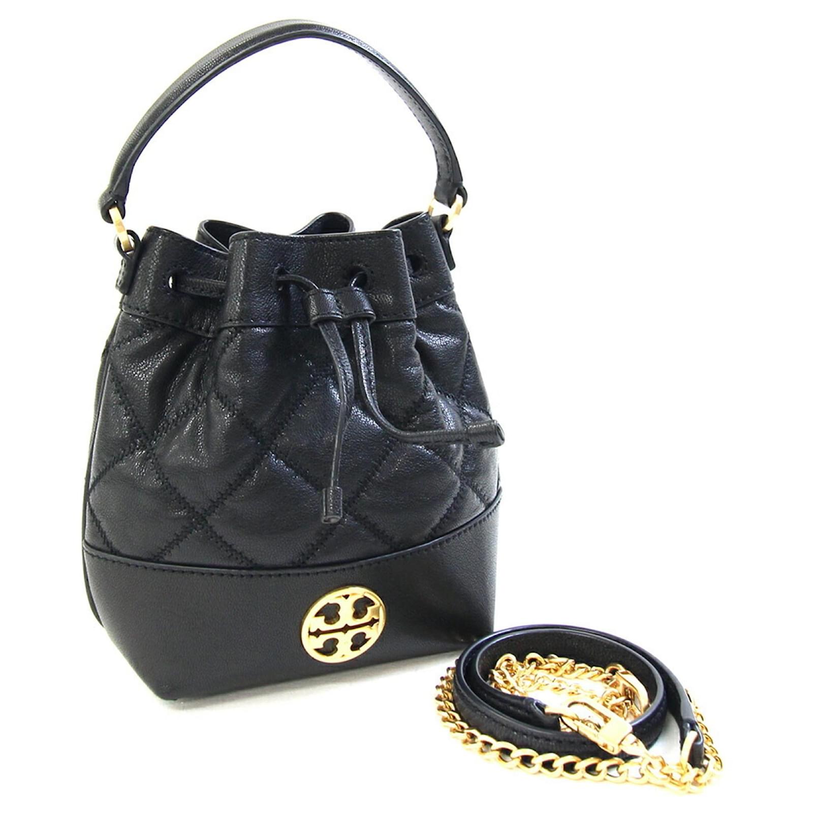 Tory Burch Willa Mini Bucket Shoulder Bag Black Leather ref