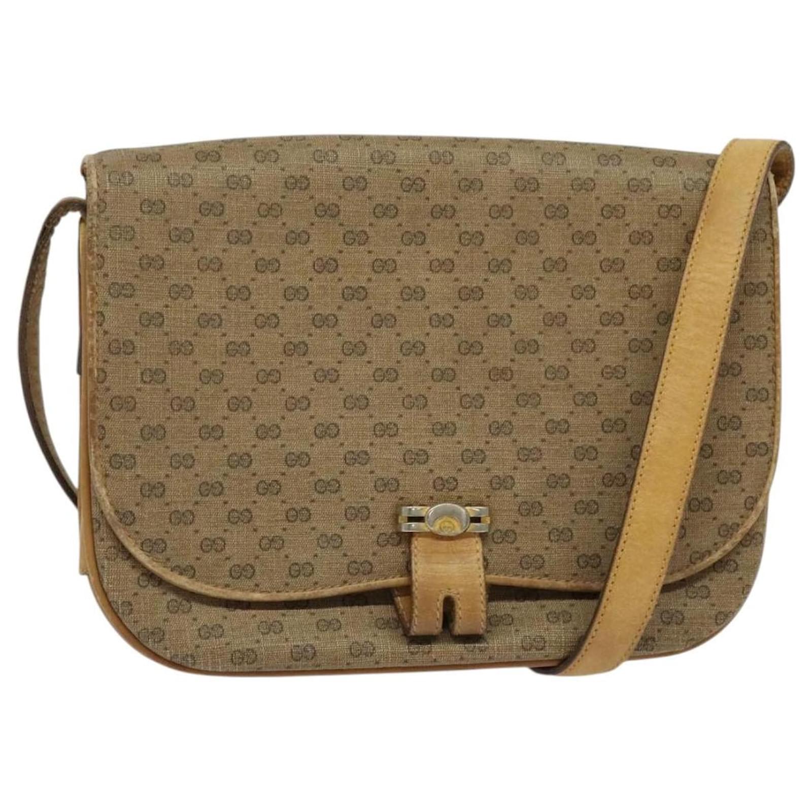 GUCCI Micro GG Supreme Shoulder Bag PVC Beige Gold 001 406 1780