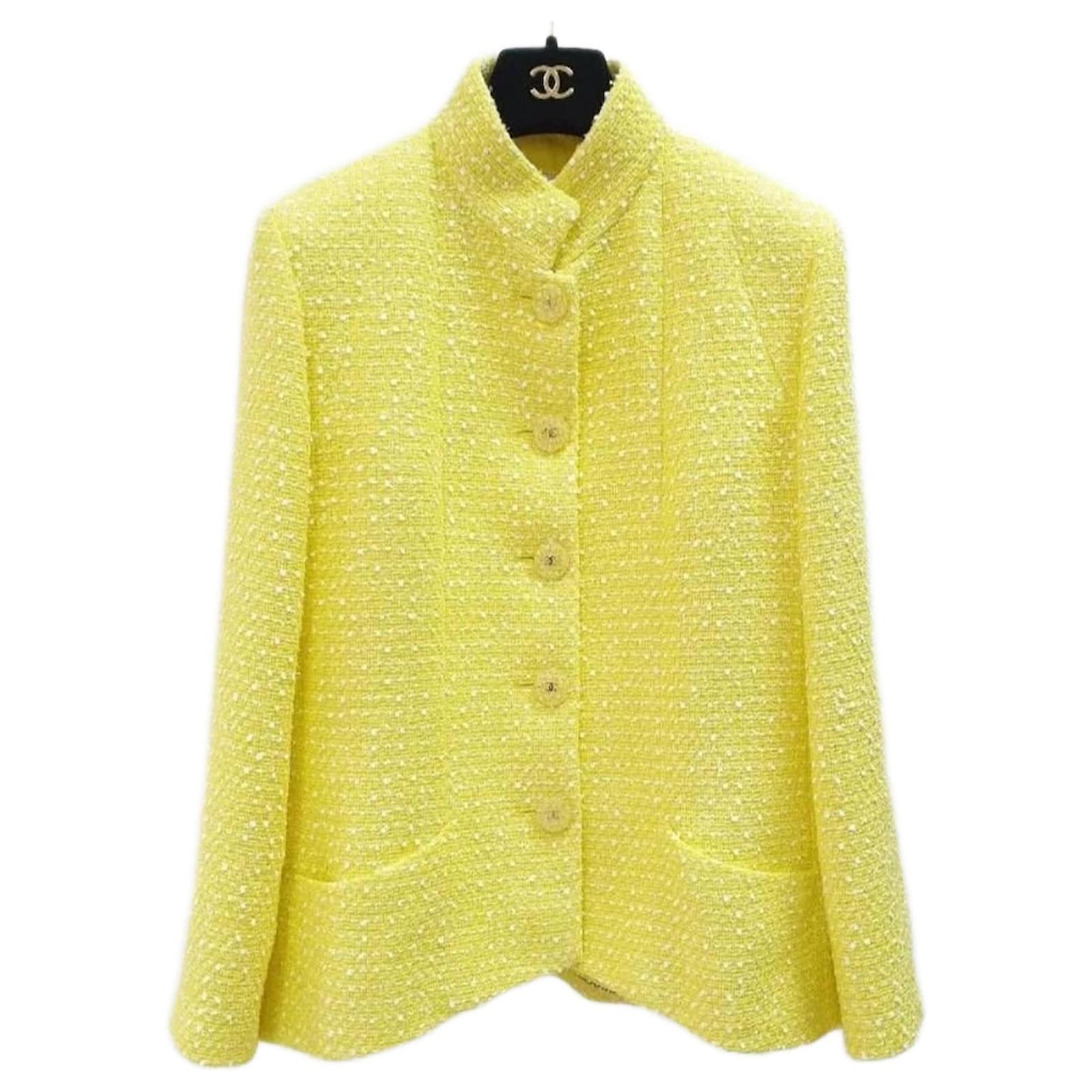 ジャケット・アウター CHANEL SS1988 Yellow Tweed Jacket 38 NWOT Chanel 19S Yellow Tweed Jacket Sz.38 | eBay