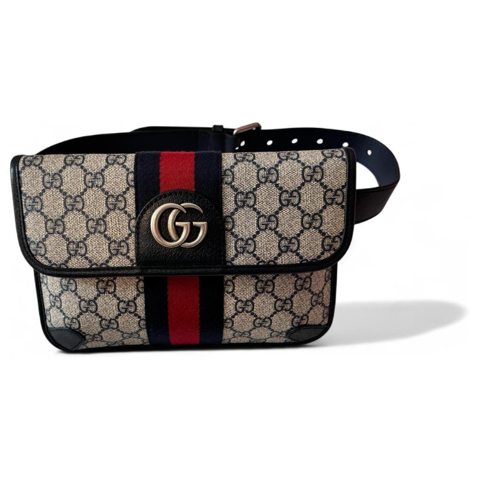 Sac banane Ophidia de Gucci Cuir Toile Bleu Marine