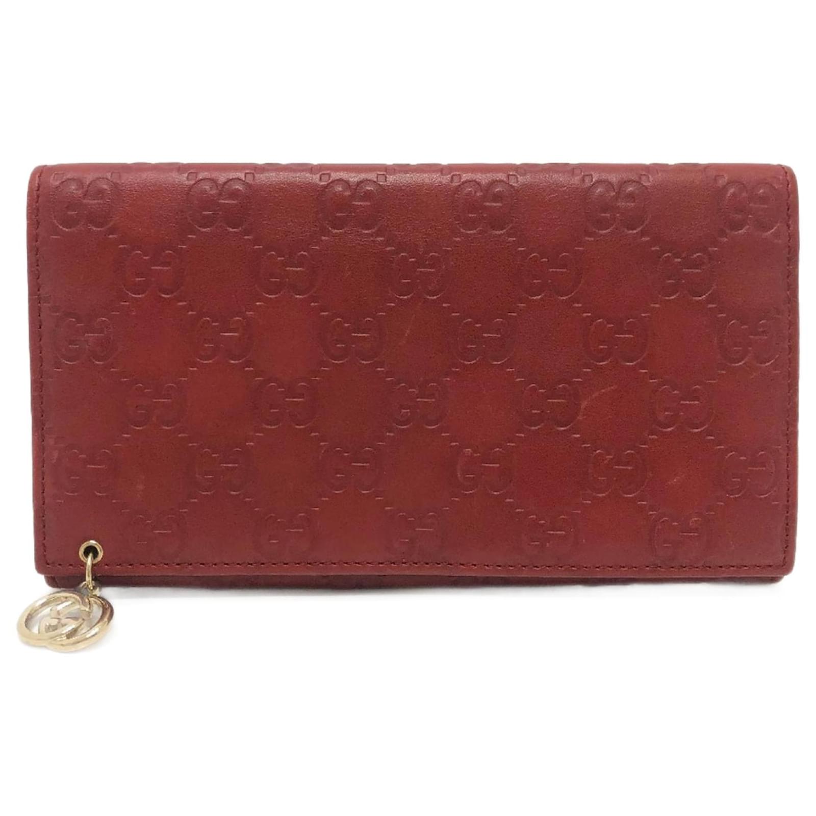 Gucci 212109 GG Shima Line Long Wallet Red Leather ref.JC2249219