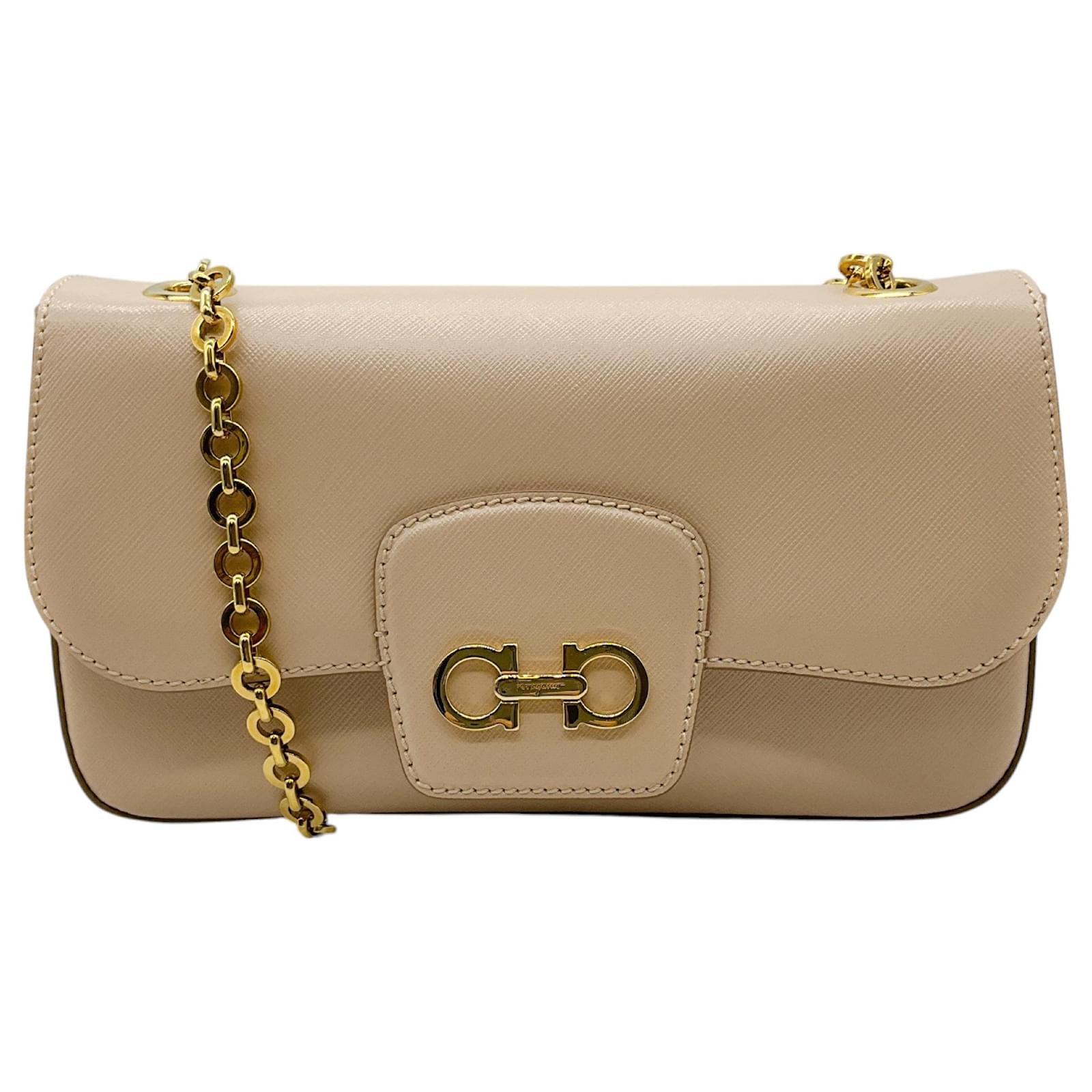 Salvatore Ferragamo New Bisque Leather Rory Chain Shoulder
