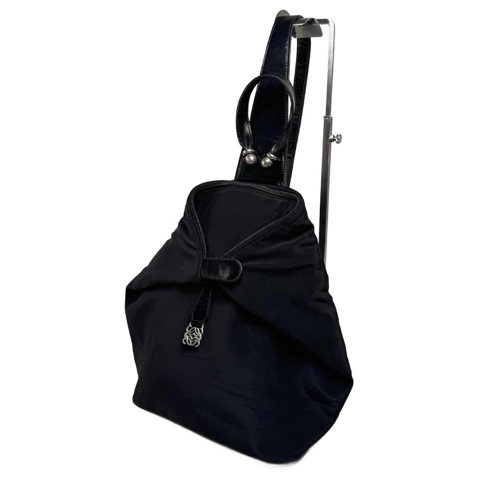 Vintage Loewe Madrid Anton Tasche schwarz grau Leder