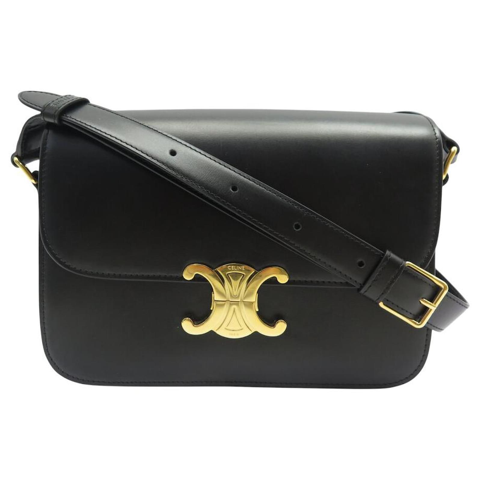 Céline NEW CELINE TRIOMPHE 187363 BLACK LEATHER HAND BAG SHOULDER