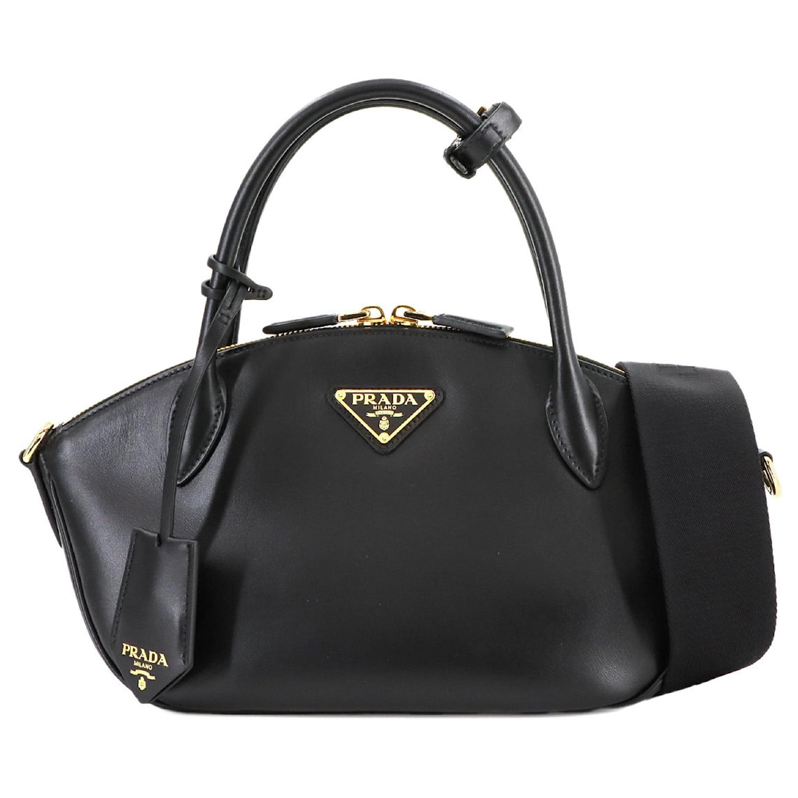 バッグ PRADA Leather Shoulder Bag 2way Prada 2-Way Hand Shoulder Bag in Black Leather ref.2251260 - Joli