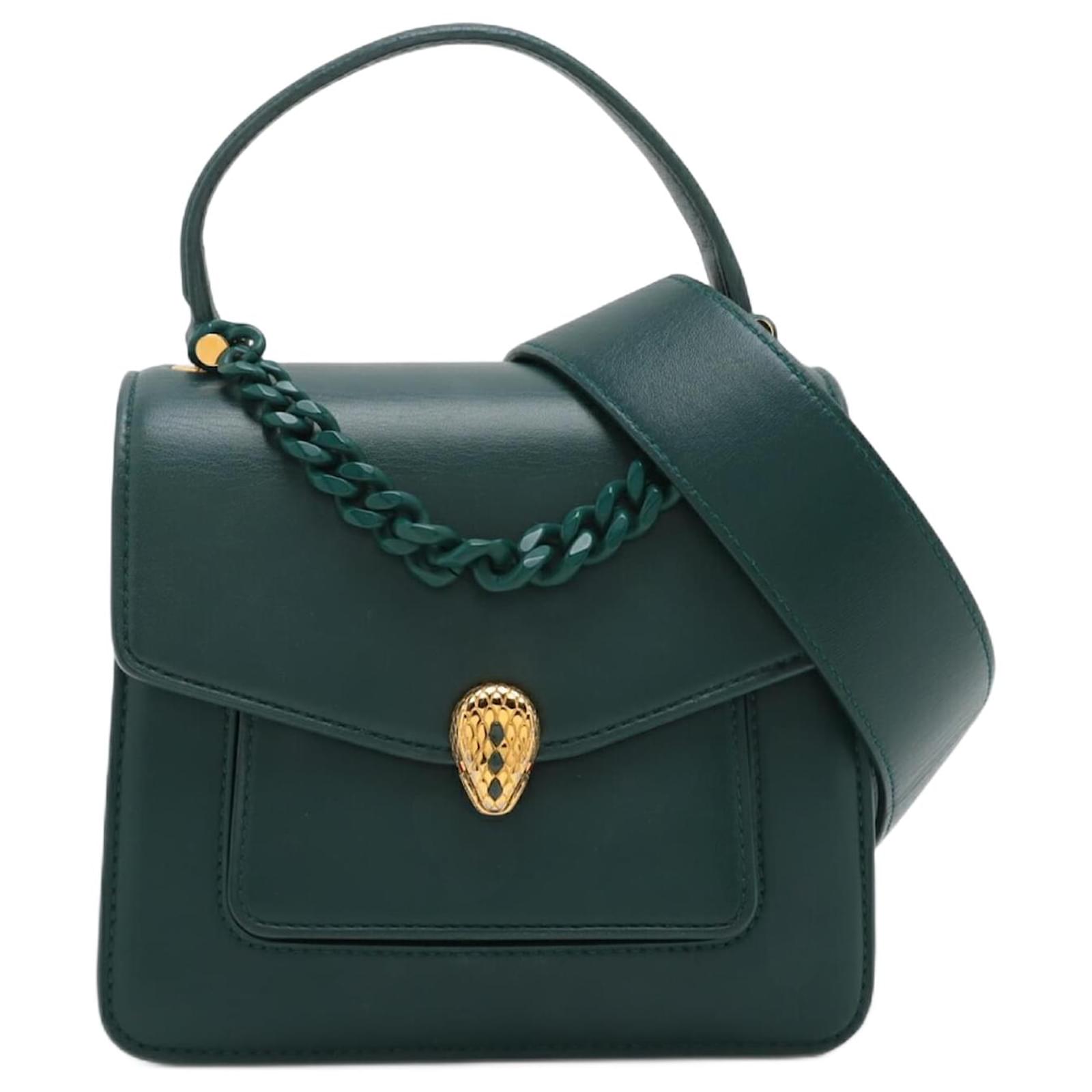 Bulgari Sac à bandoulière en cuir Serpenti de Bvlgari Vert ref
