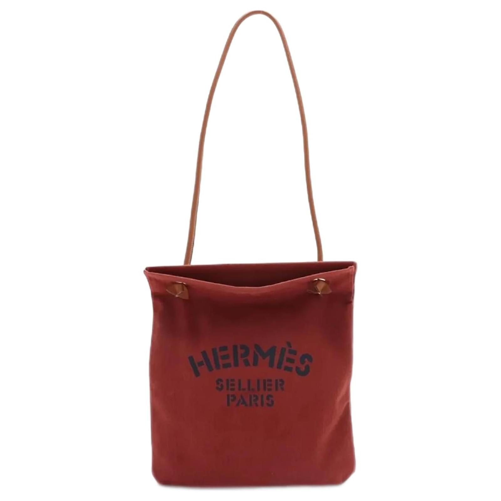 Hermès Hermes Aline MM Leather Canvas Shoulder Bag Dark red Cloth