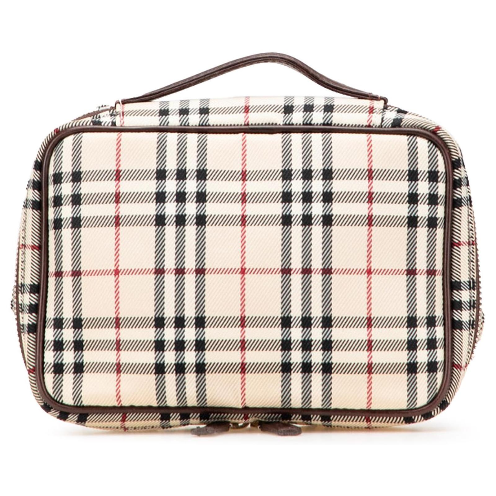 Borsa Vanity in Tela a Quadri Marrone Burberry Beige Panno ref - Technical View