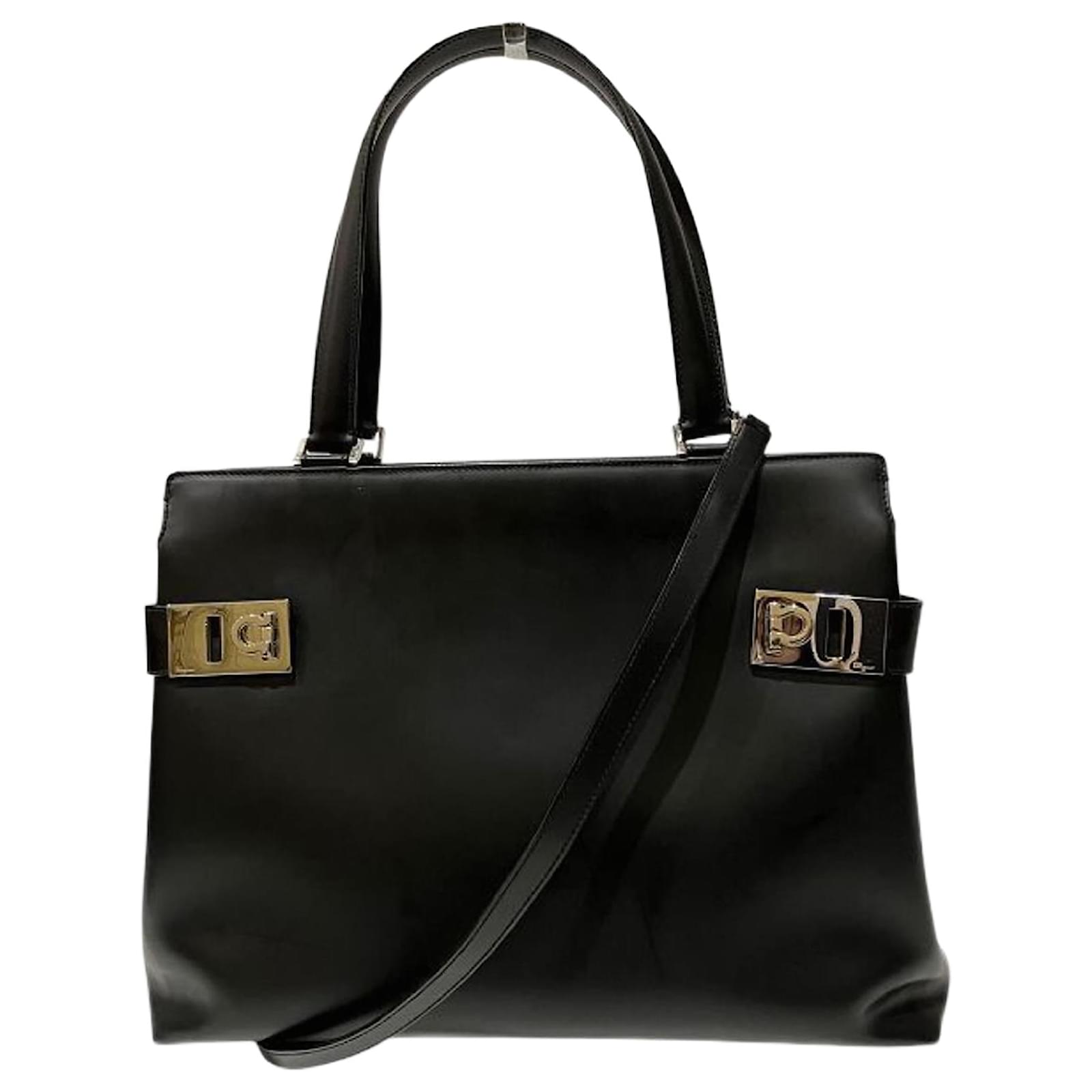 Salvatore Ferragamo Gancini DY-21 0166 Handbag Black Leather ref