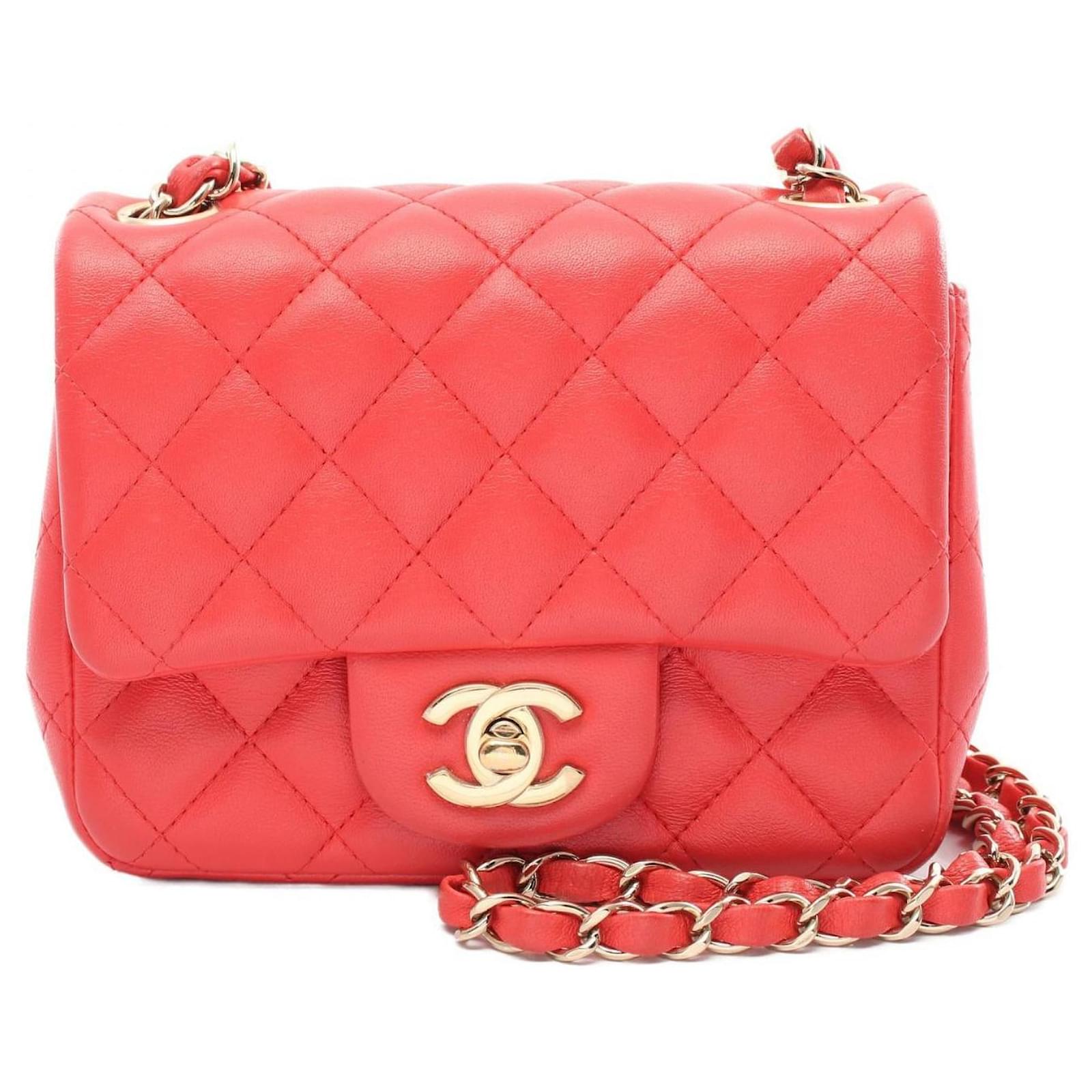 Chanel Lambskin Mini Matelasse Shoulder Bag A35200 Red Leather ref