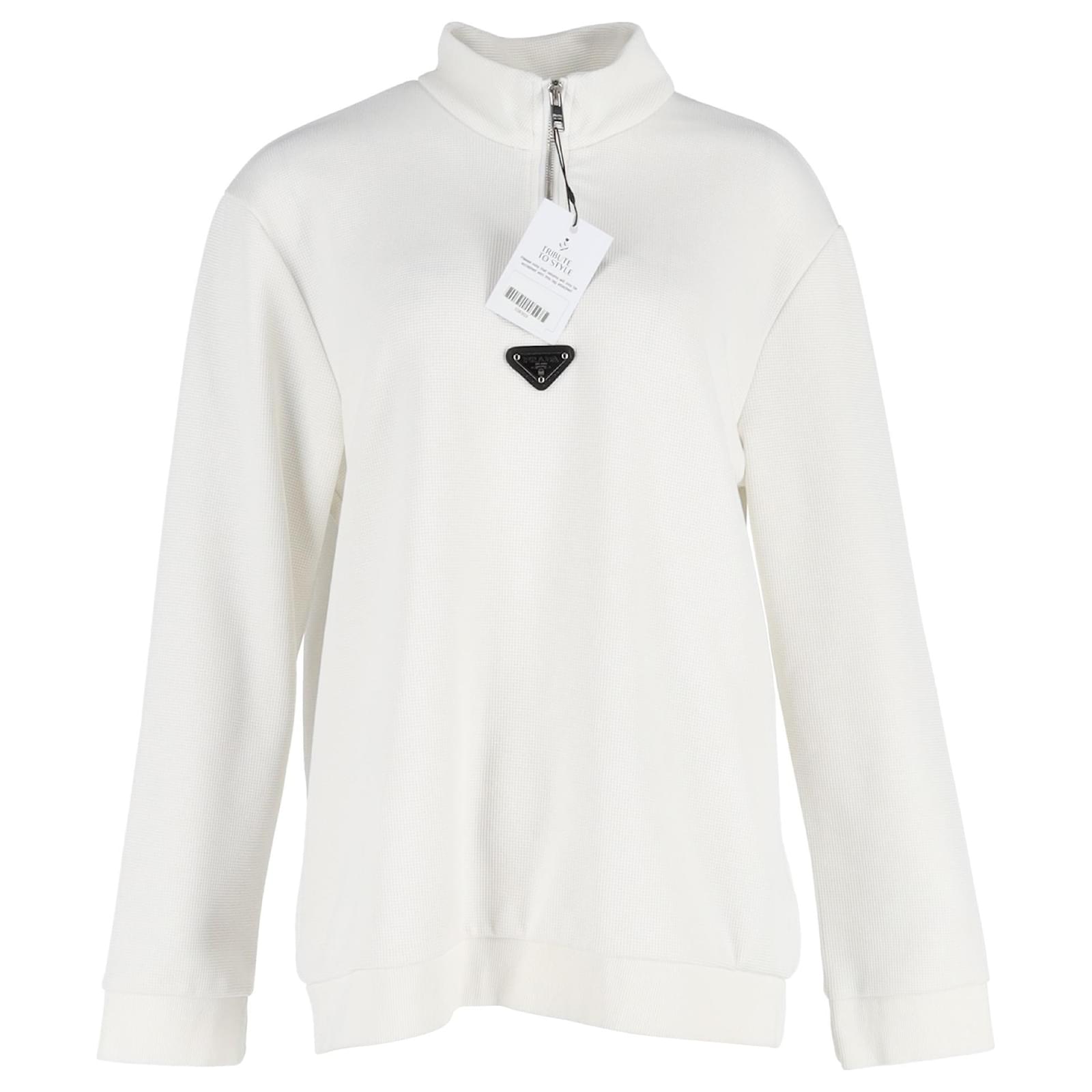 PRADA コットンニット ポロシャツ 44 ホワイト アイボリー PRADA コットンニット ポロシャツ 44 ホワイト アイボリー