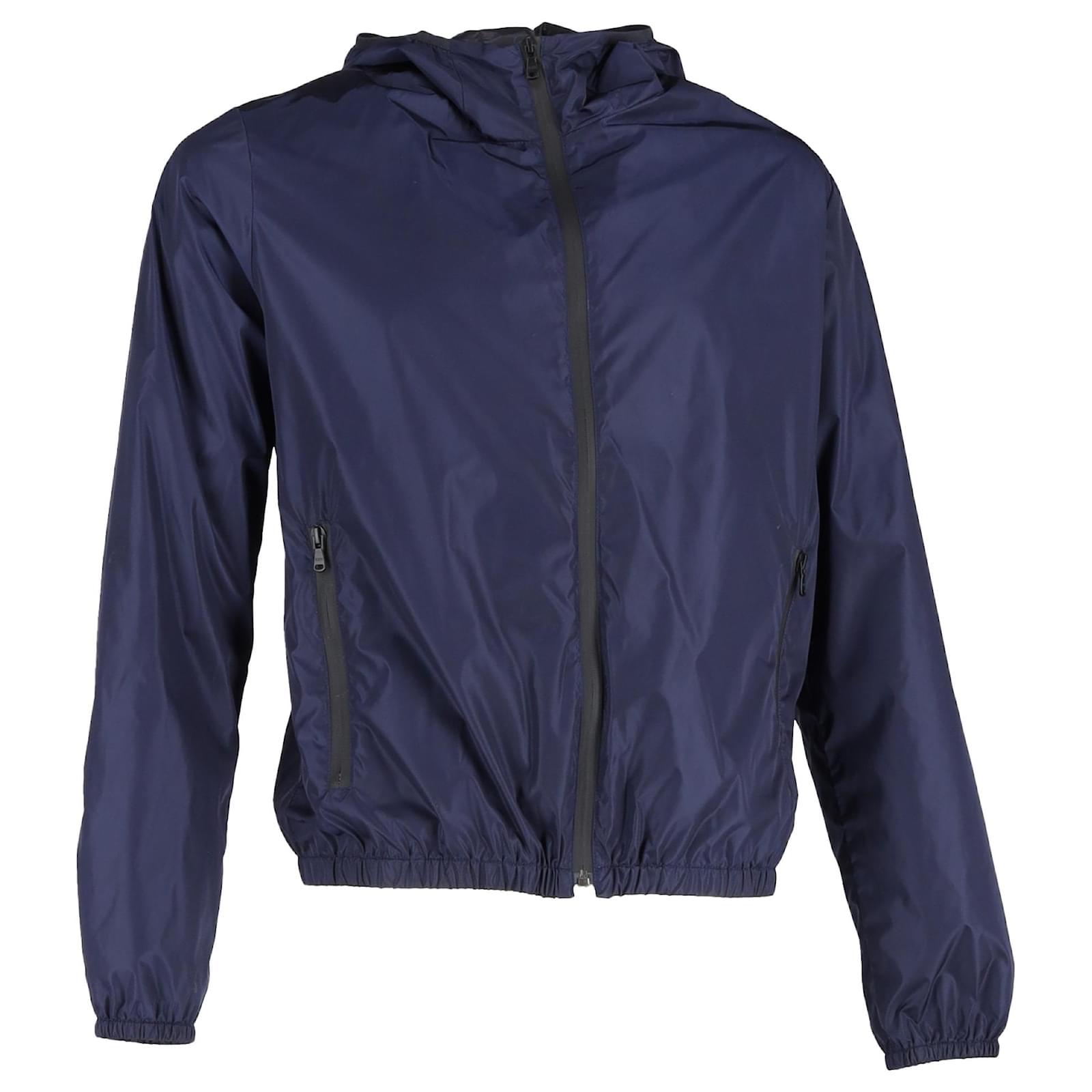 Jaqueta corta-vento com capuz zipada Tod's em poliamida azul