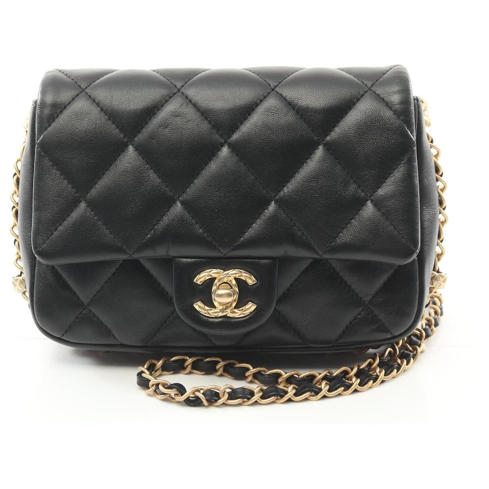 Chanel Lambskin Matelasse Shoulder Bag N1K8H59G Black Leather ref