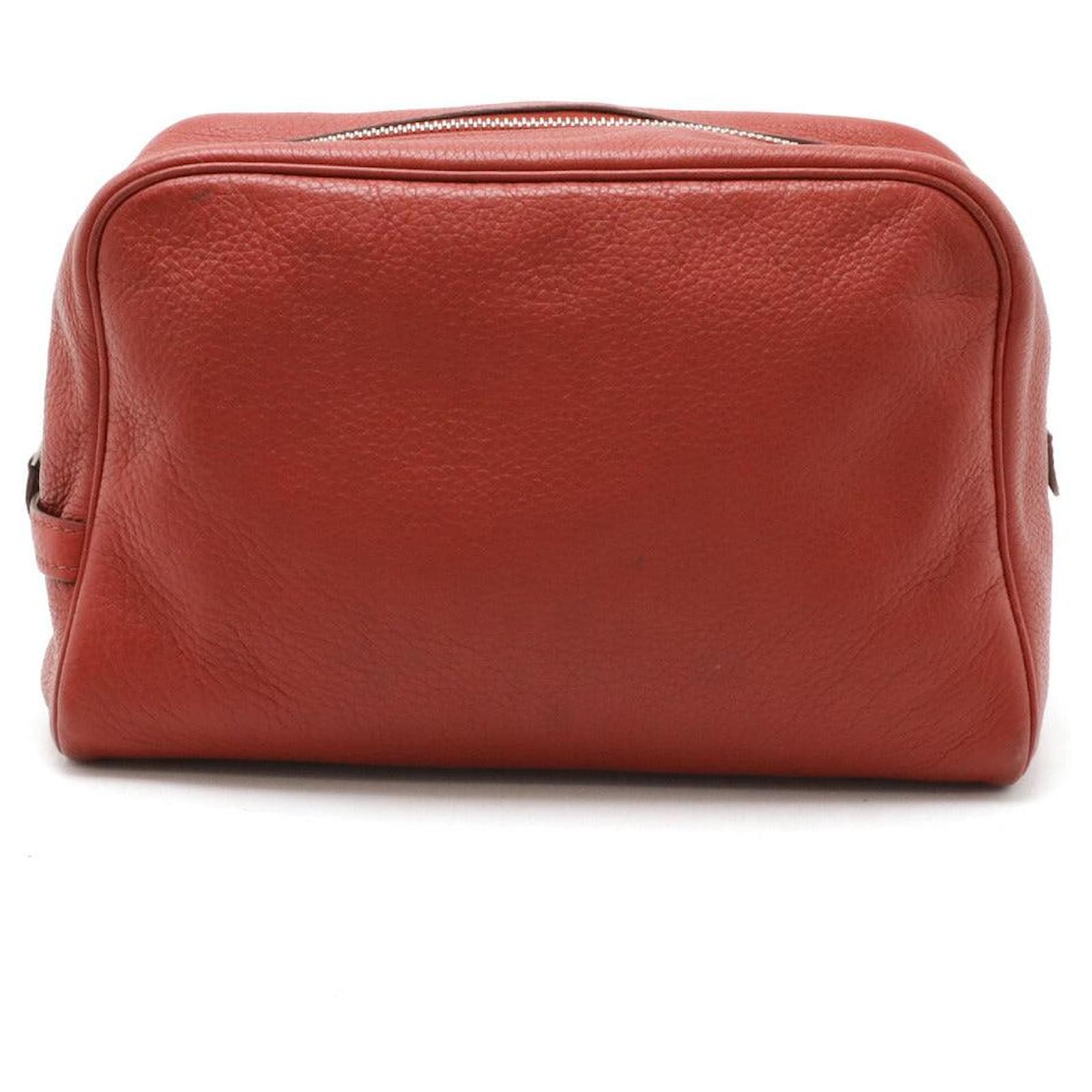 Hermes Taurillon Clemence Trousses Victoria GM Clutch Bag Red Stamp □M  (2009)