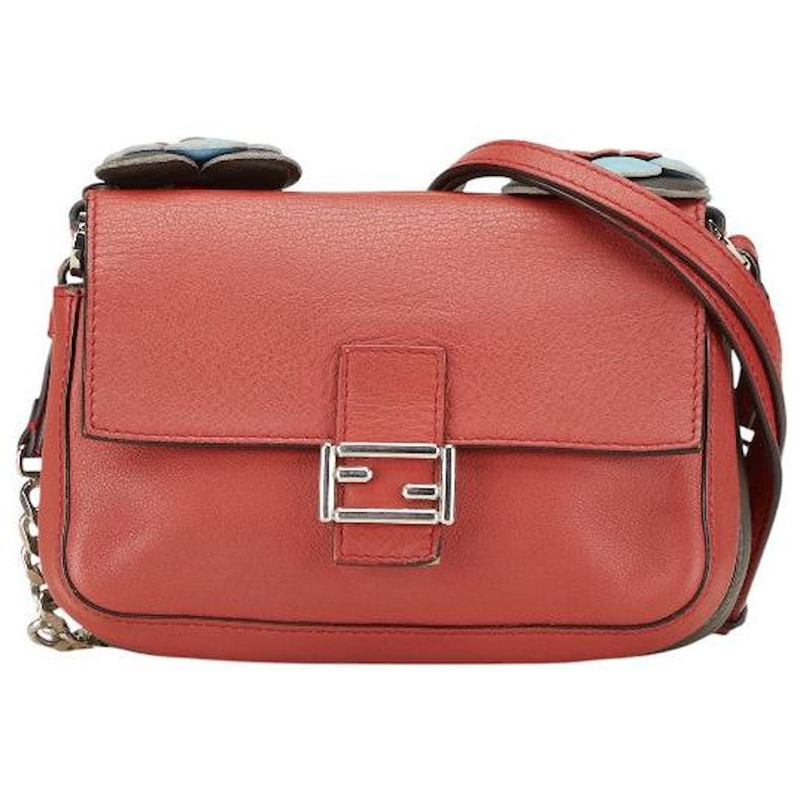 Borsa a mano doppia micro secchiello in pelle Fendi 8M0371 Rosso