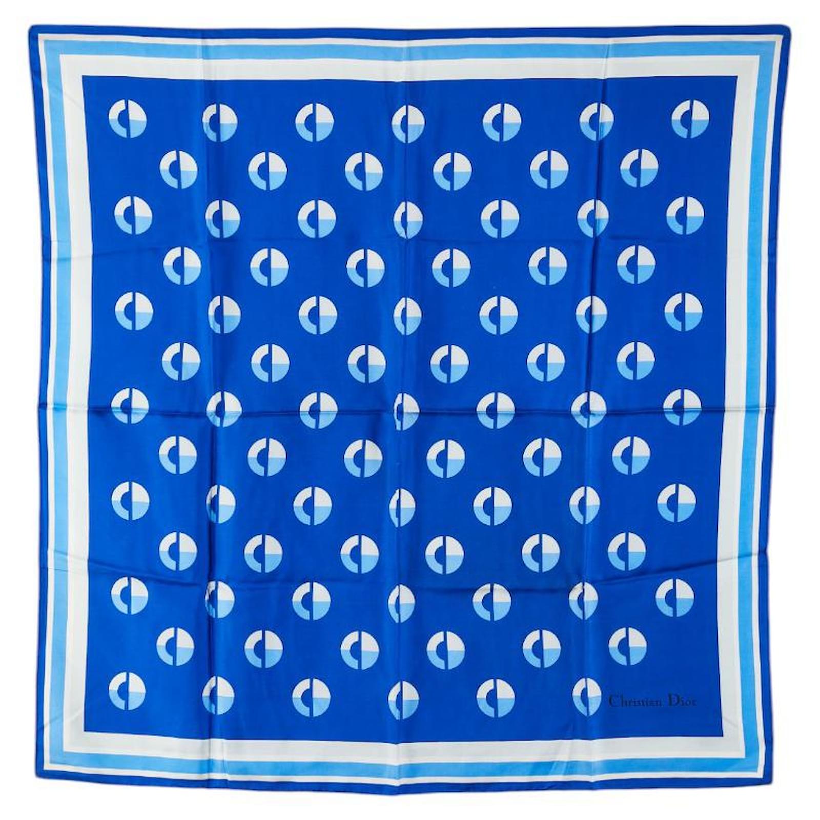 Christian Dior Dior Silk Logo Scarf Blue White ref.2260598