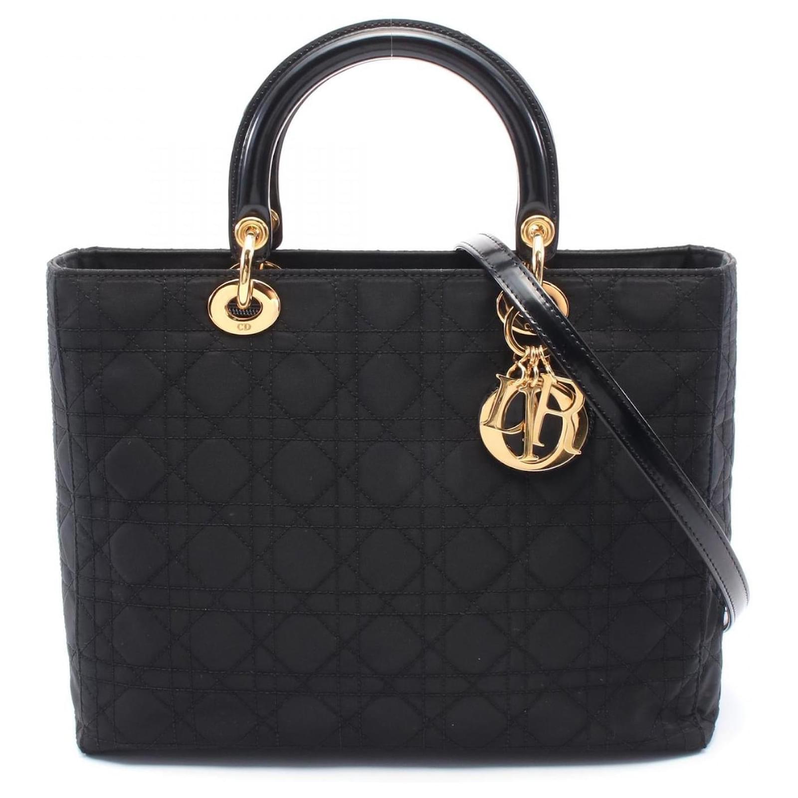 Christian Dior Dior Nylon Leather Lady Dior 2way Bag Black