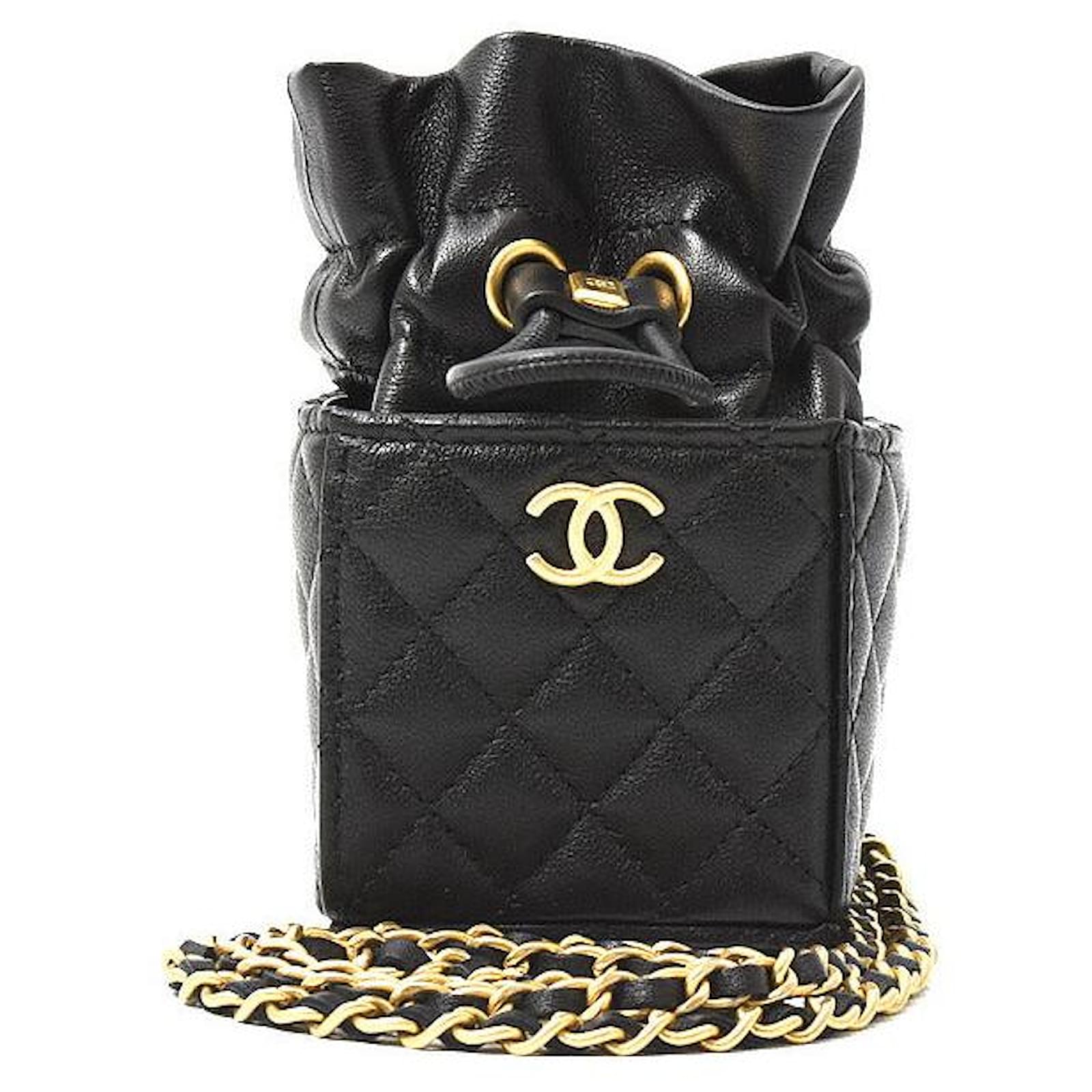 ショルダーバッグ・ポシェット × ヴィンテージ(中古) Chanel Mini Chain Shoulder Bag Chanel Lambskin Matelassé Mini Cube Chain Shoulder Bag Black