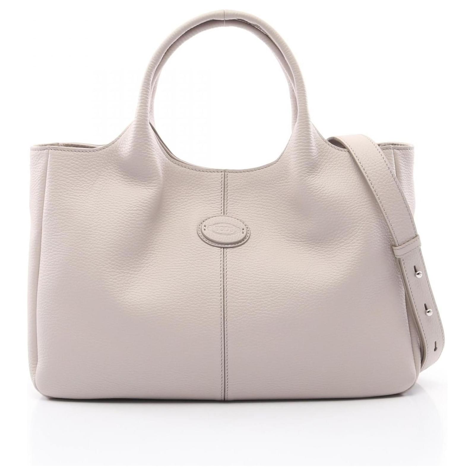 Tod's ALH SHOPPING PICCOLA Leather Tote Bag Grey