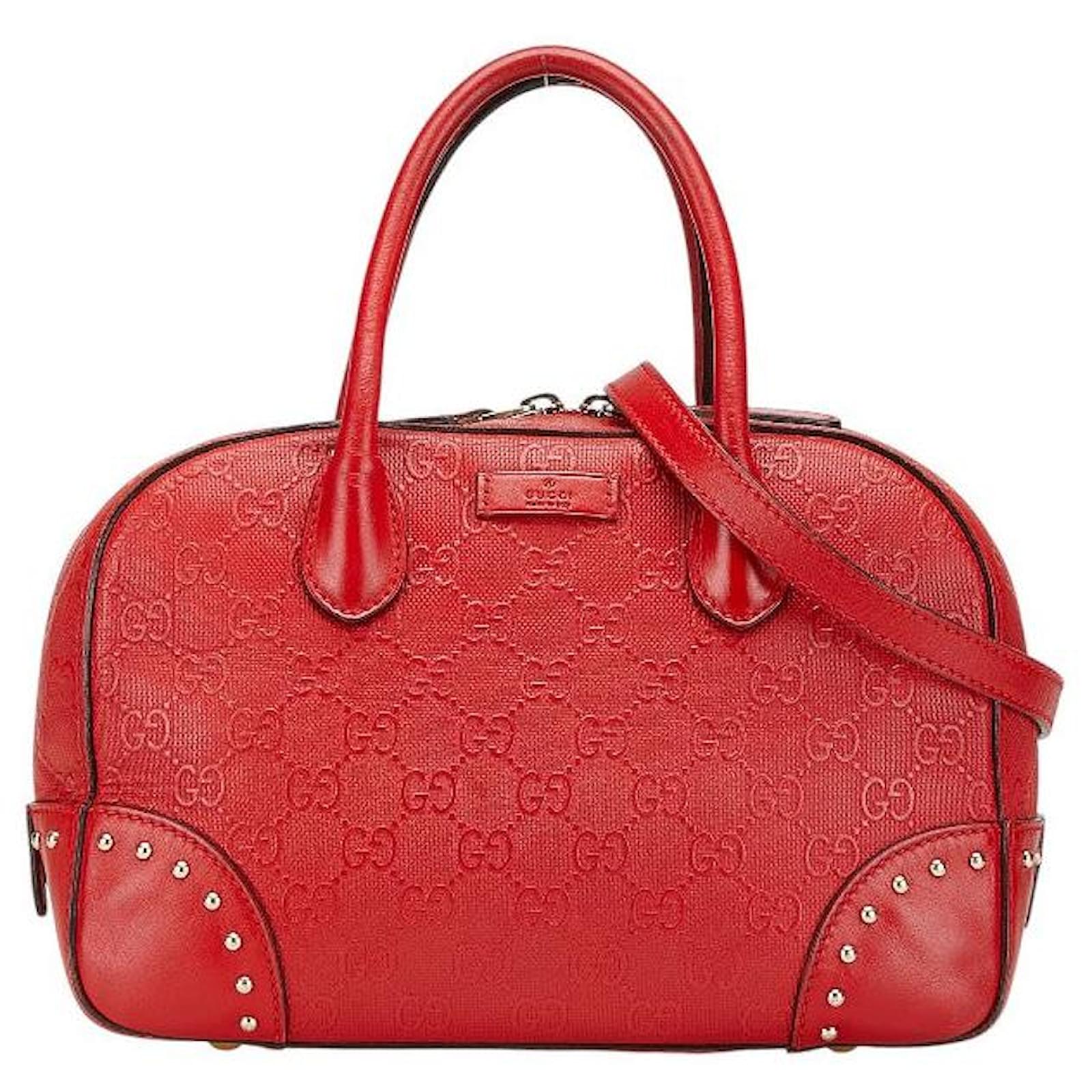 Gucci GG Embossed Leather 2way Bag Red Joli Closet