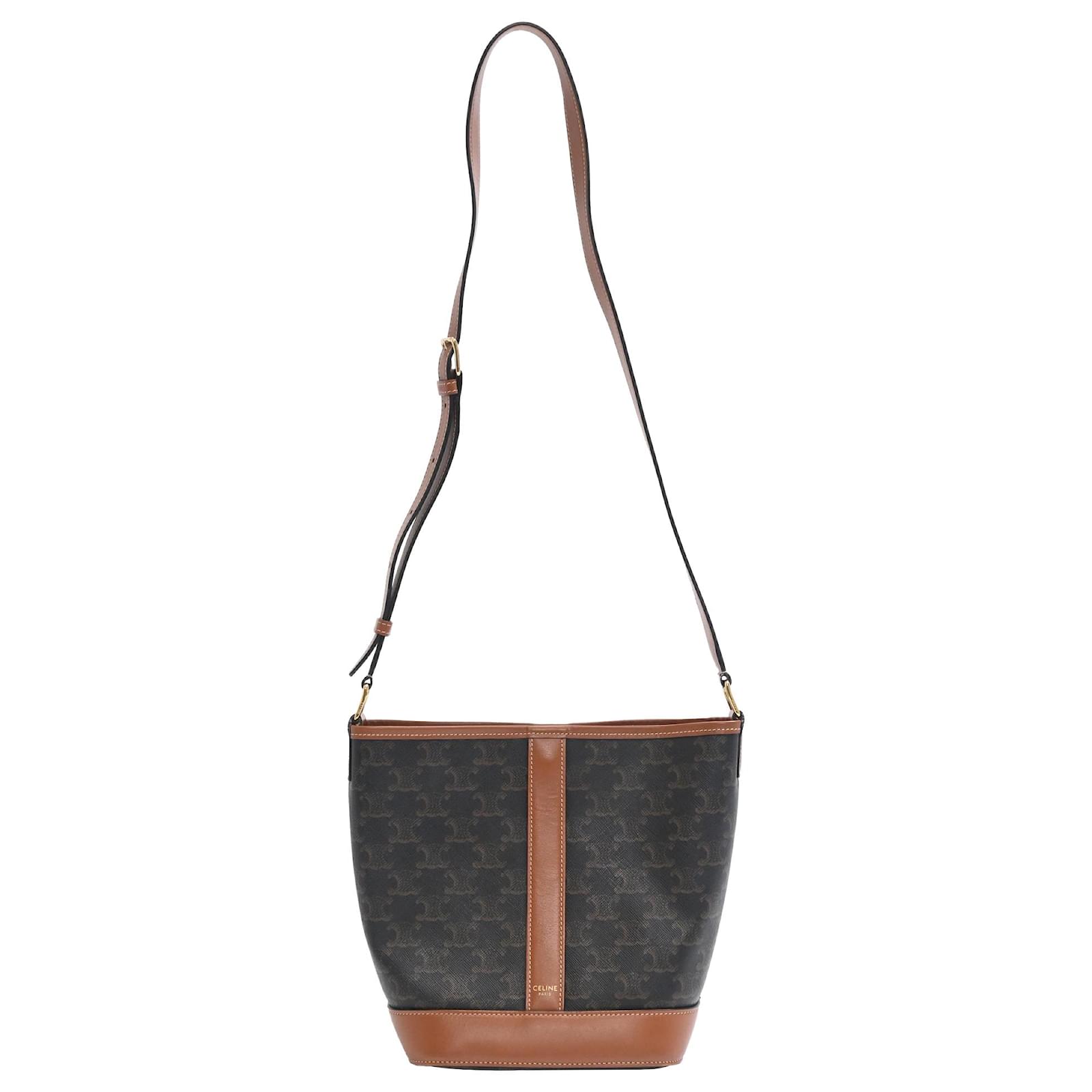 ハンドバッグ CELINE BUCKET BAG Coated canvas bucket bag with all Céline Pre-Owned 2020 Small Triomphe Coated Canvas Bucket