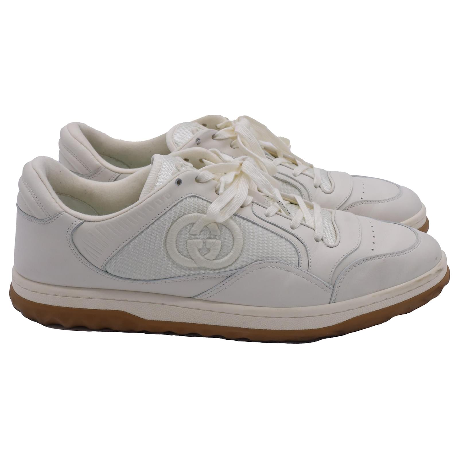 Zapatillas Gucci MAC80 con cordones en cuero blanco Crudo ref