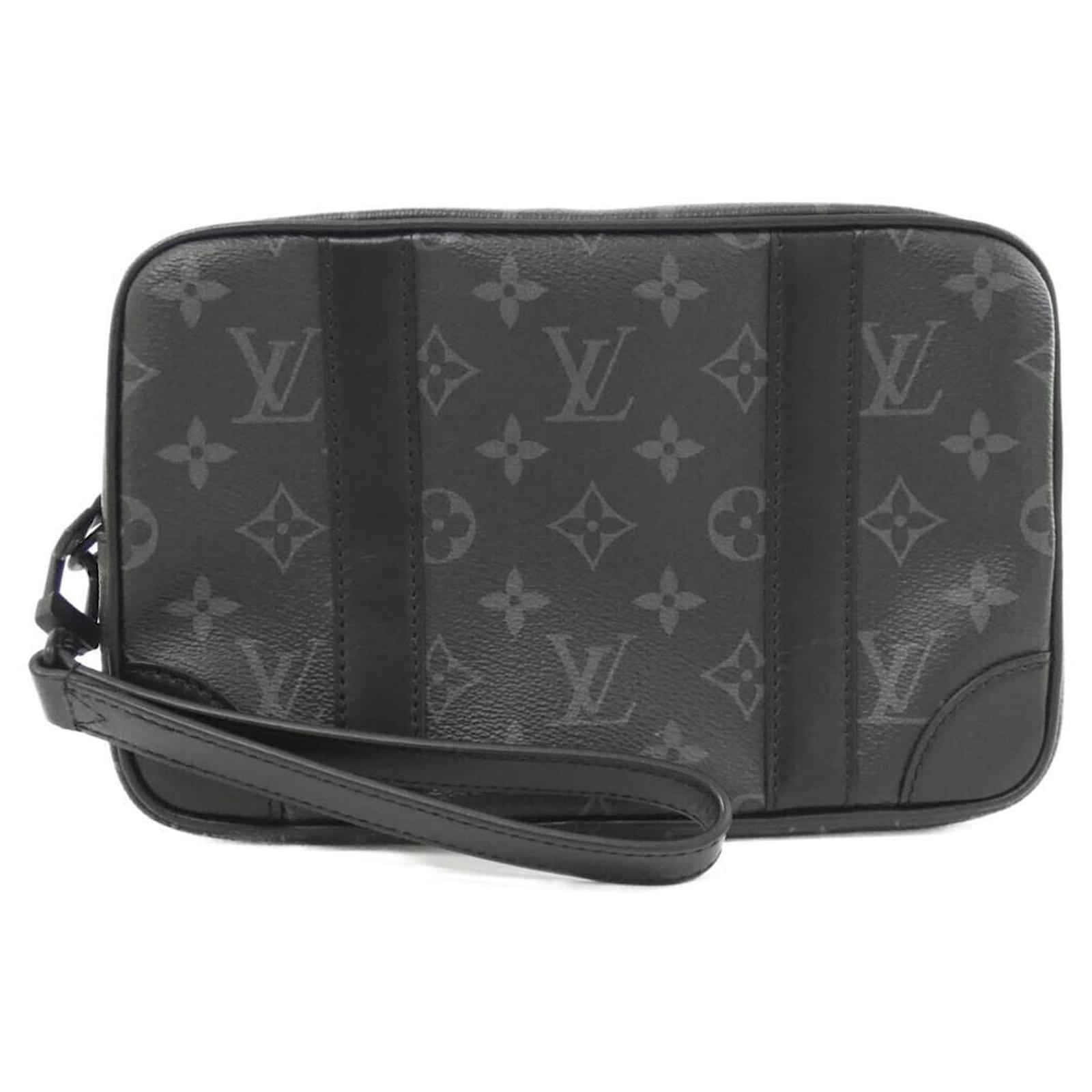 Borsa Louis Vuitton Monogram Eclipse Pochette Kasai Nero Tela ref