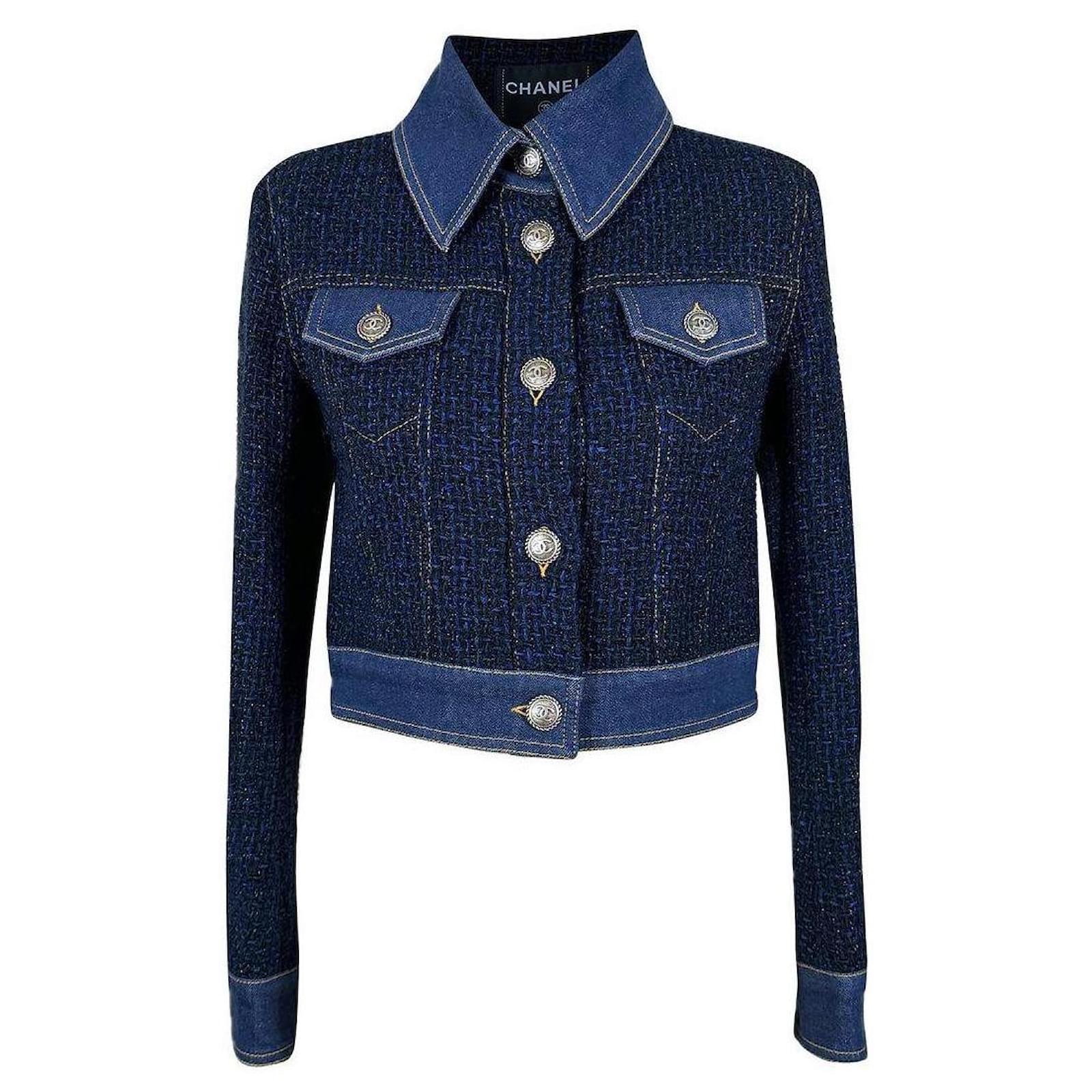 Urban Couture Navy Tweed and Denim Jacket 38 FR