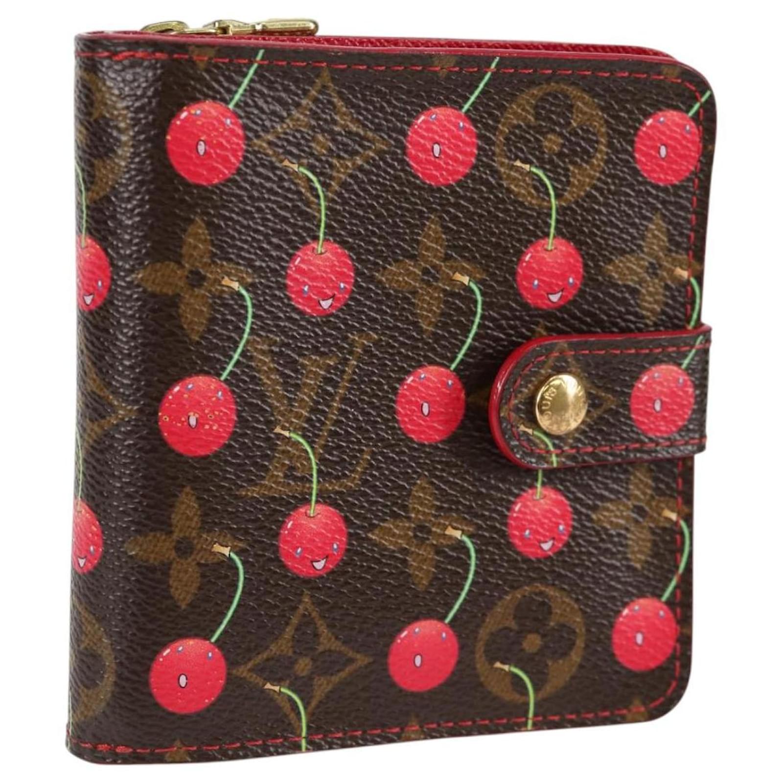 Portafoglio Bifold Compatto con Zip Monogramma Ciliegia LOUIS