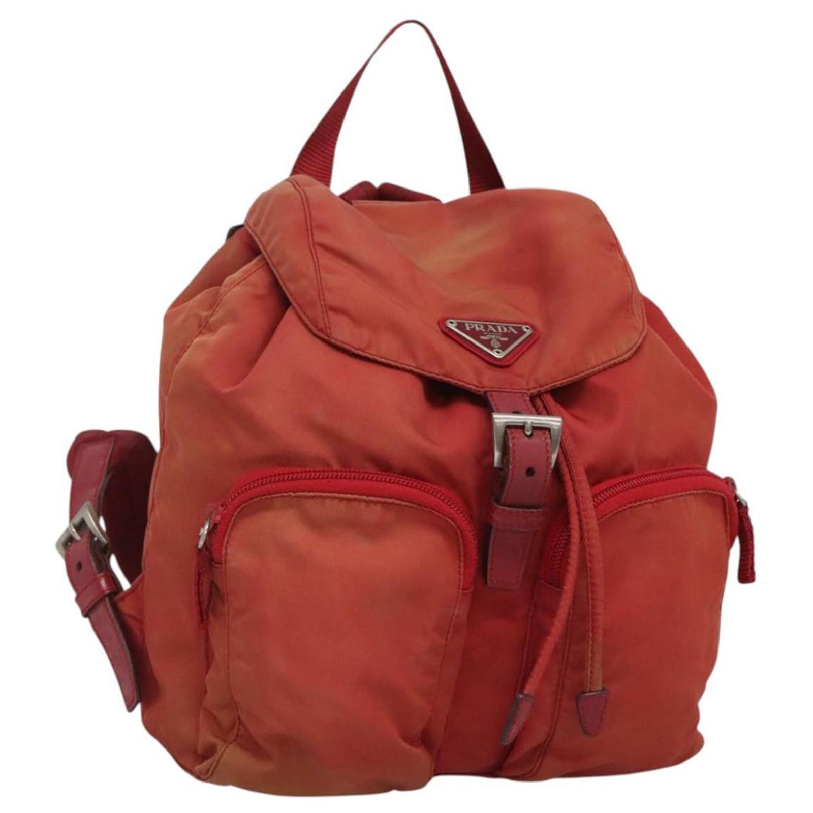 PRADA Backpack Nylon Red Silver Auth 124486 Silvery ref  display picture 1