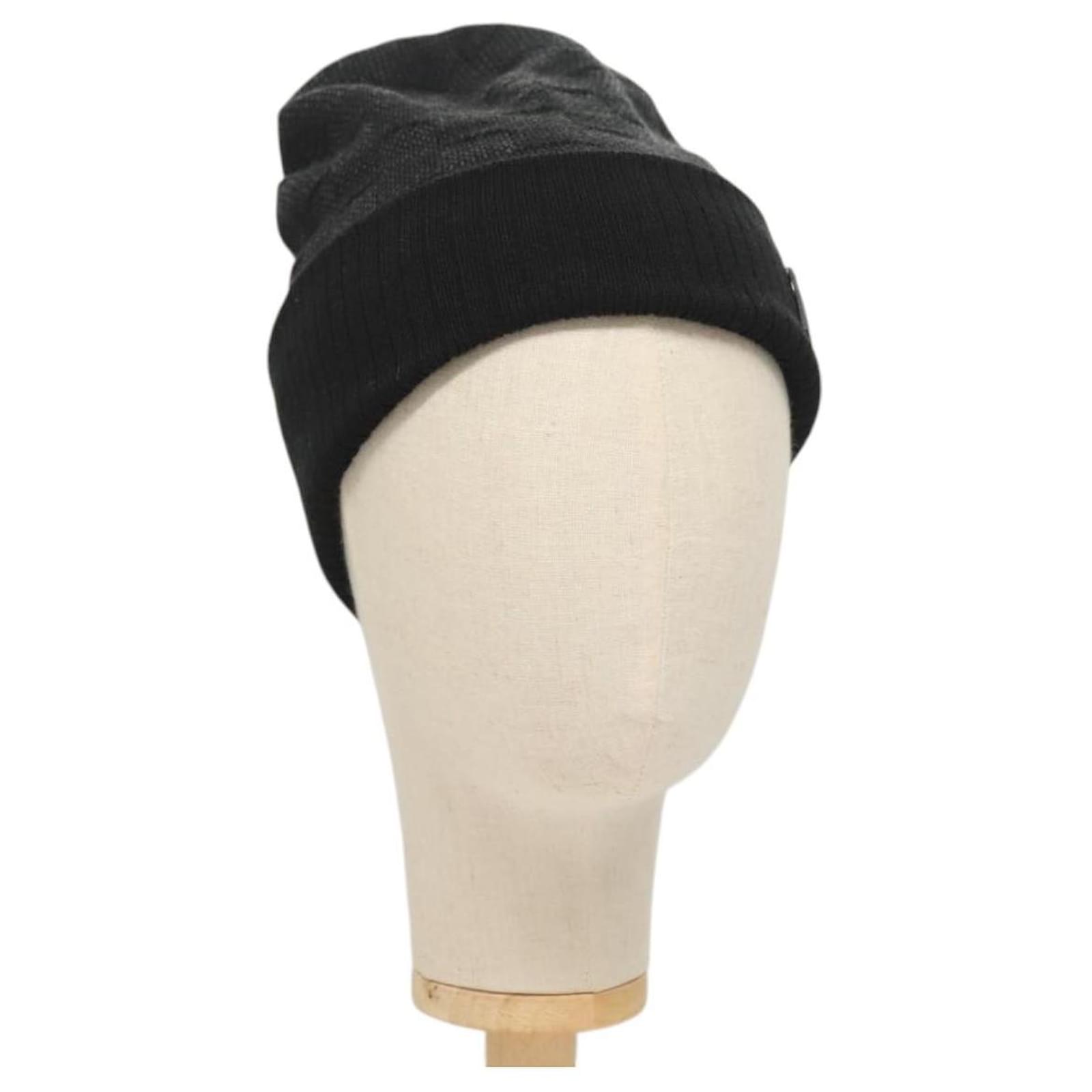 LOUIS VUITTON Knitted Fabrics Beanie Neopti Damier Hat Wool Black