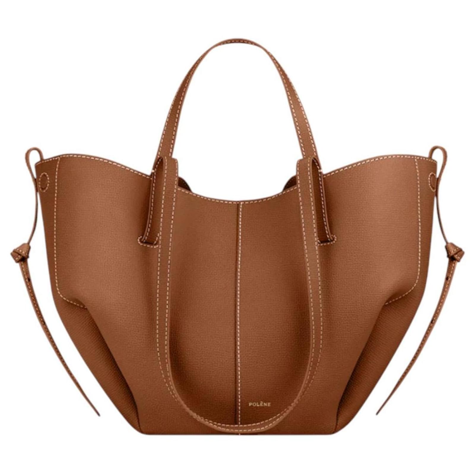 Polène Cyme Mini Edition Textured Camel Brown Leather ref