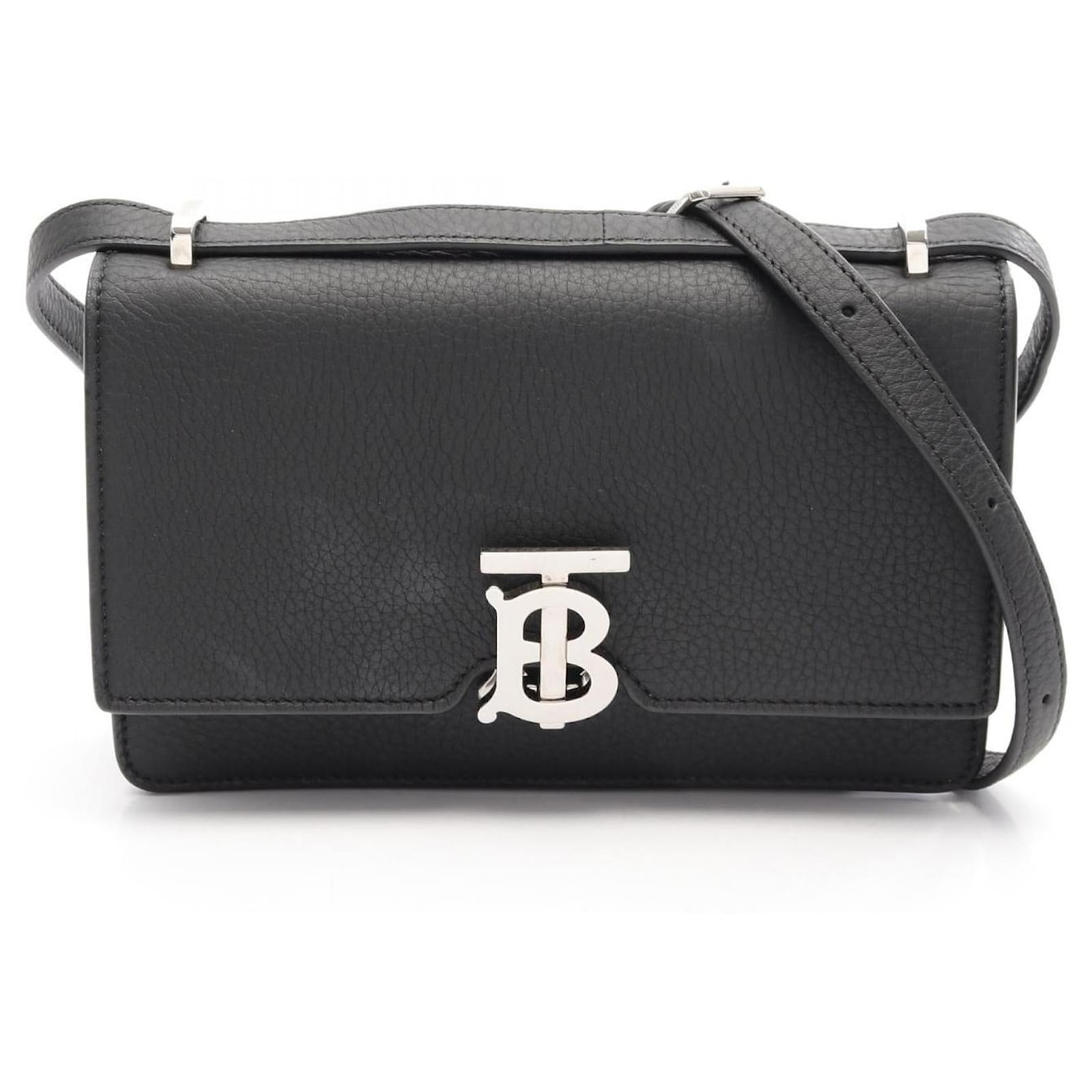 Burberry TB Leather Shoulder Bag Black Joli Closet