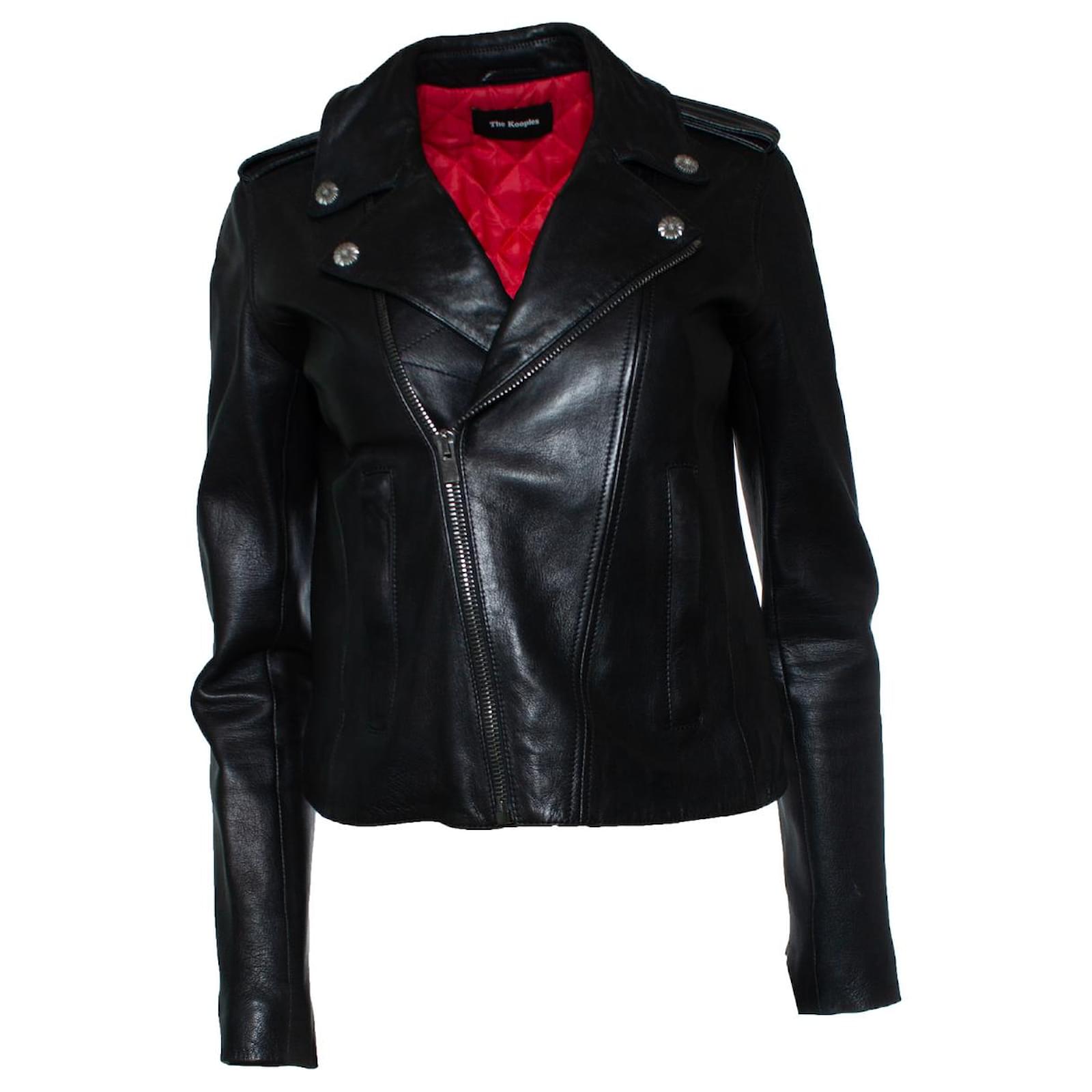 The Kooples, veste en cuir noir de motard Joli Closet