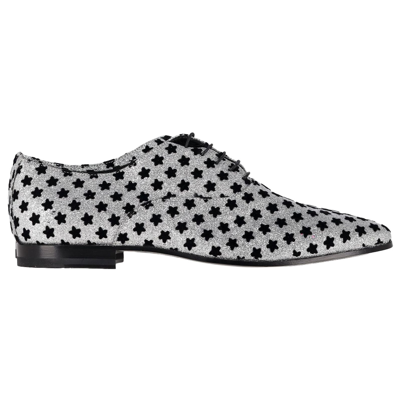 Saint Laurent Star Print Oxfords in Silver Glitter Silvery  display picture 2