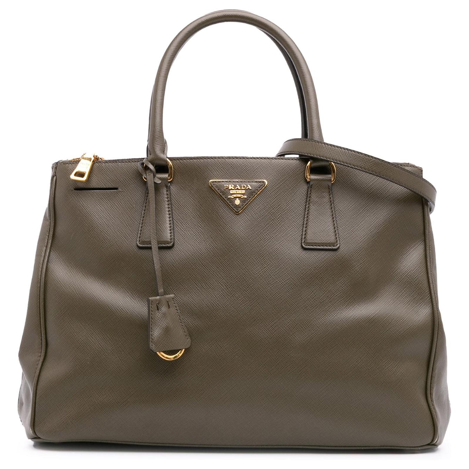 Prada Green Medium Saffiano Lux Galleria Double Zip Olive green