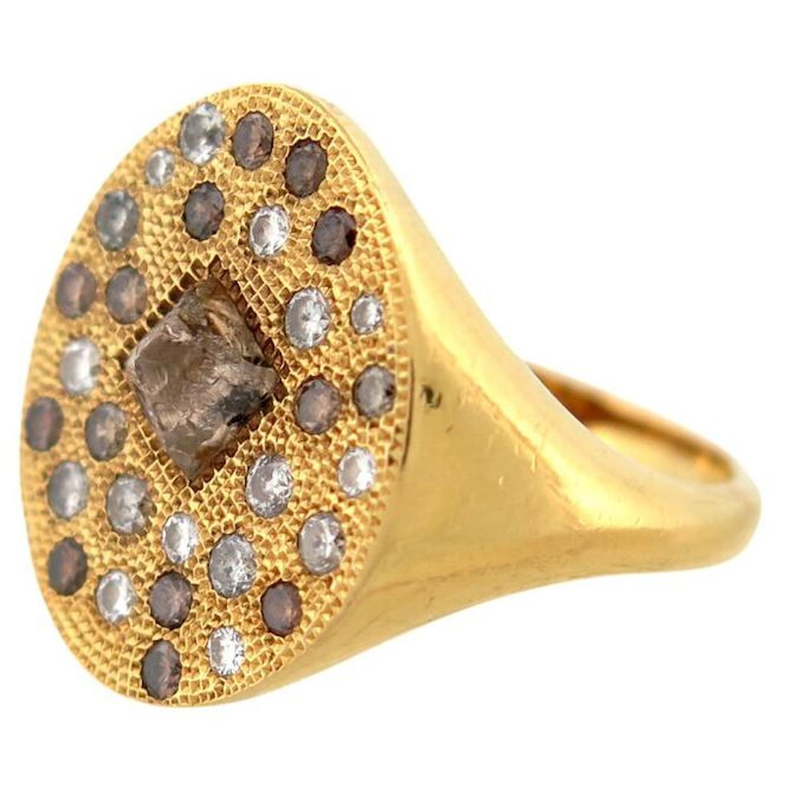 BAGUE DE BEERS TALISMAN T52 OR JAUNE 18K 31 DIAMANTS