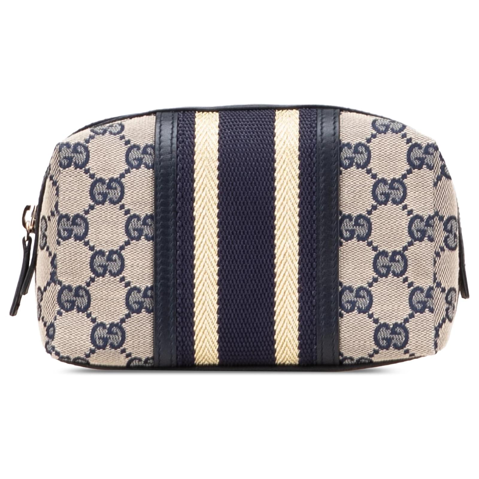 Gucci Brown GG Canvas Web Pouch Beige Cloth Cloth