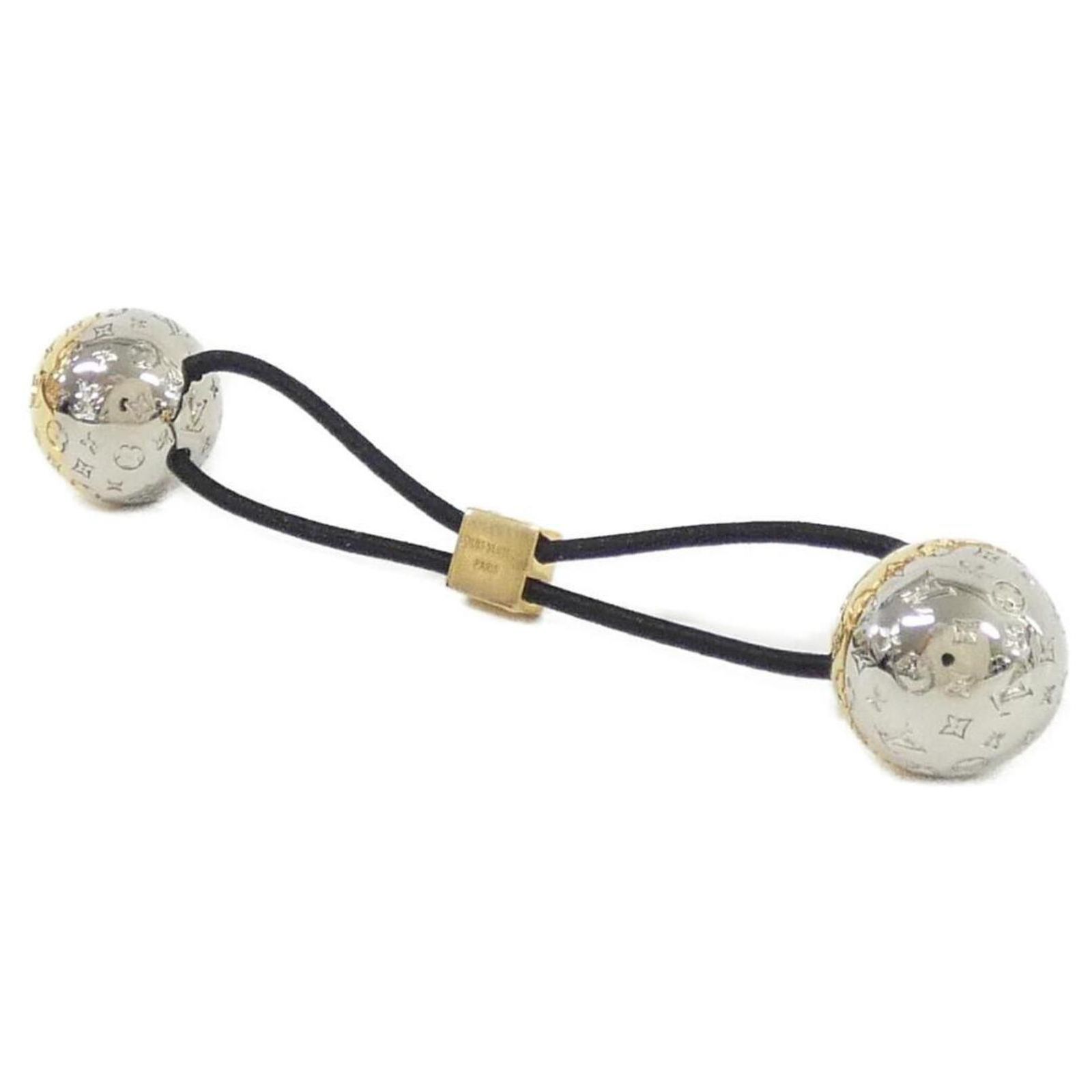 LOUIS VUITTON M80266 Nanogram Scrunchie Planet LV Hair Tie, Women\'s, Gold/Silver Louis Vuitton LOUIS VUITTON M80266 Scrunchie Nanogram Planet  main image 2