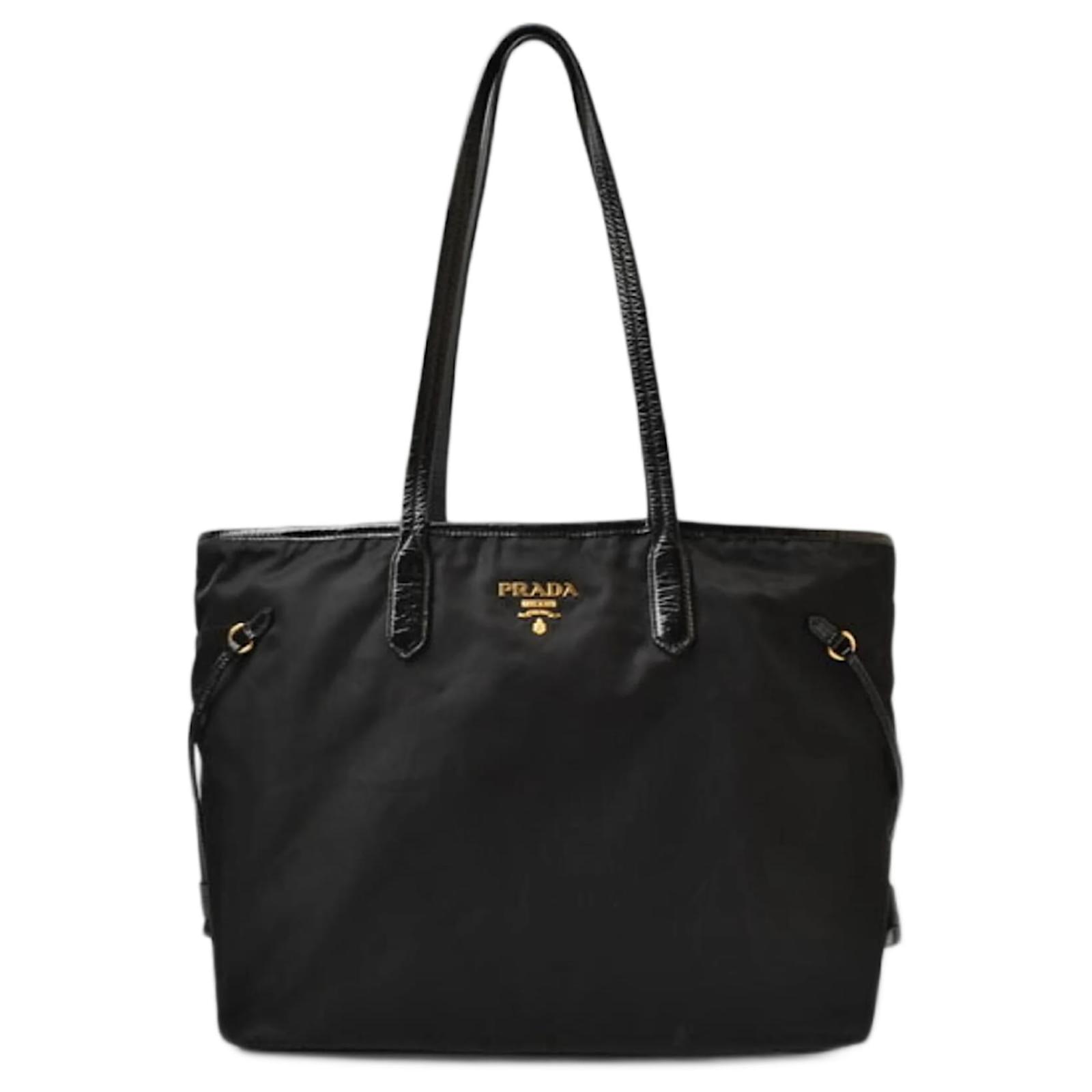 Prada Nylon Vernis Black Tote Bag Leather ref.JC2280217 (Sold